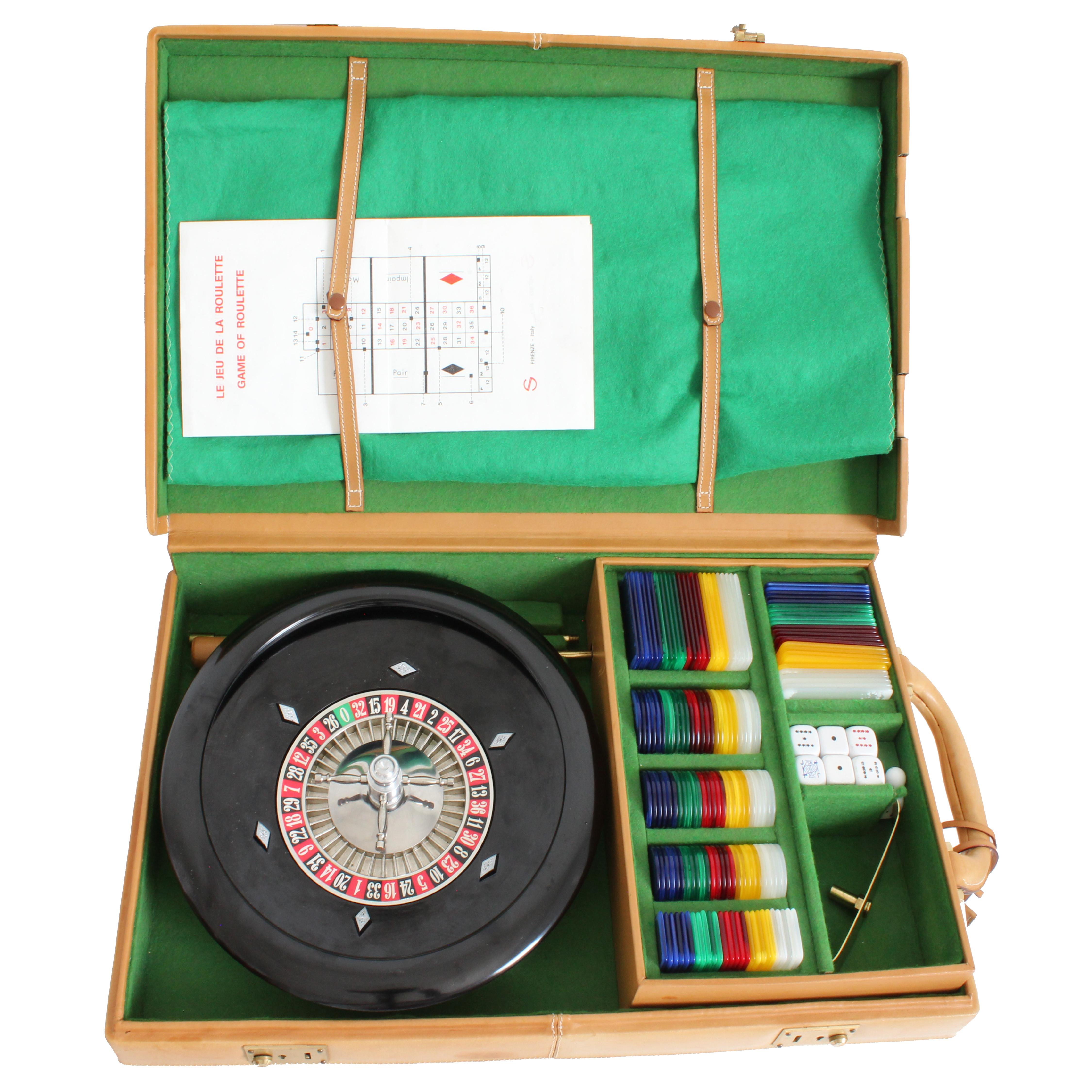 70er Jahre Gucci GG Logo & Pferd Bit Attache Case mit Reise-Roulette-Spiel-Set Rare 3