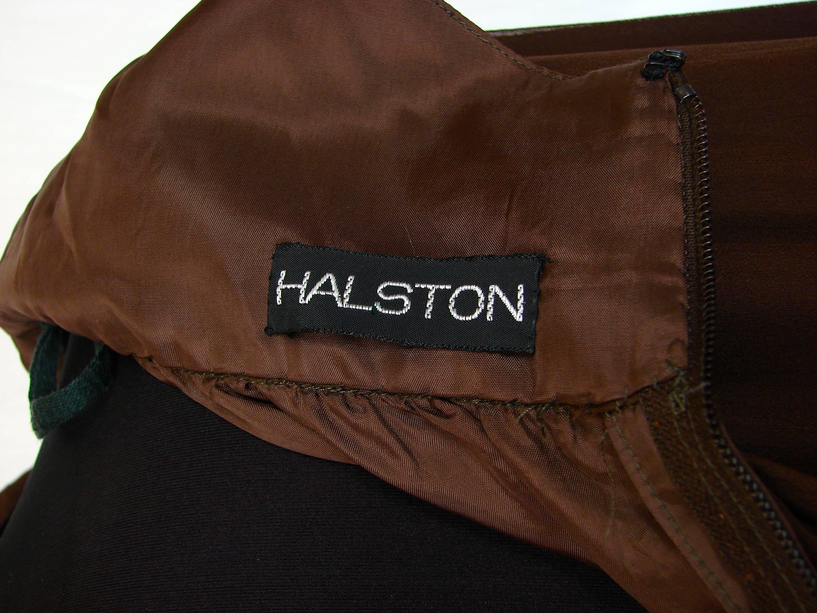 70s Halston Halter Dress with Attached Sheer Angel Sleeve Shawl Silk Chiffon HTF 4