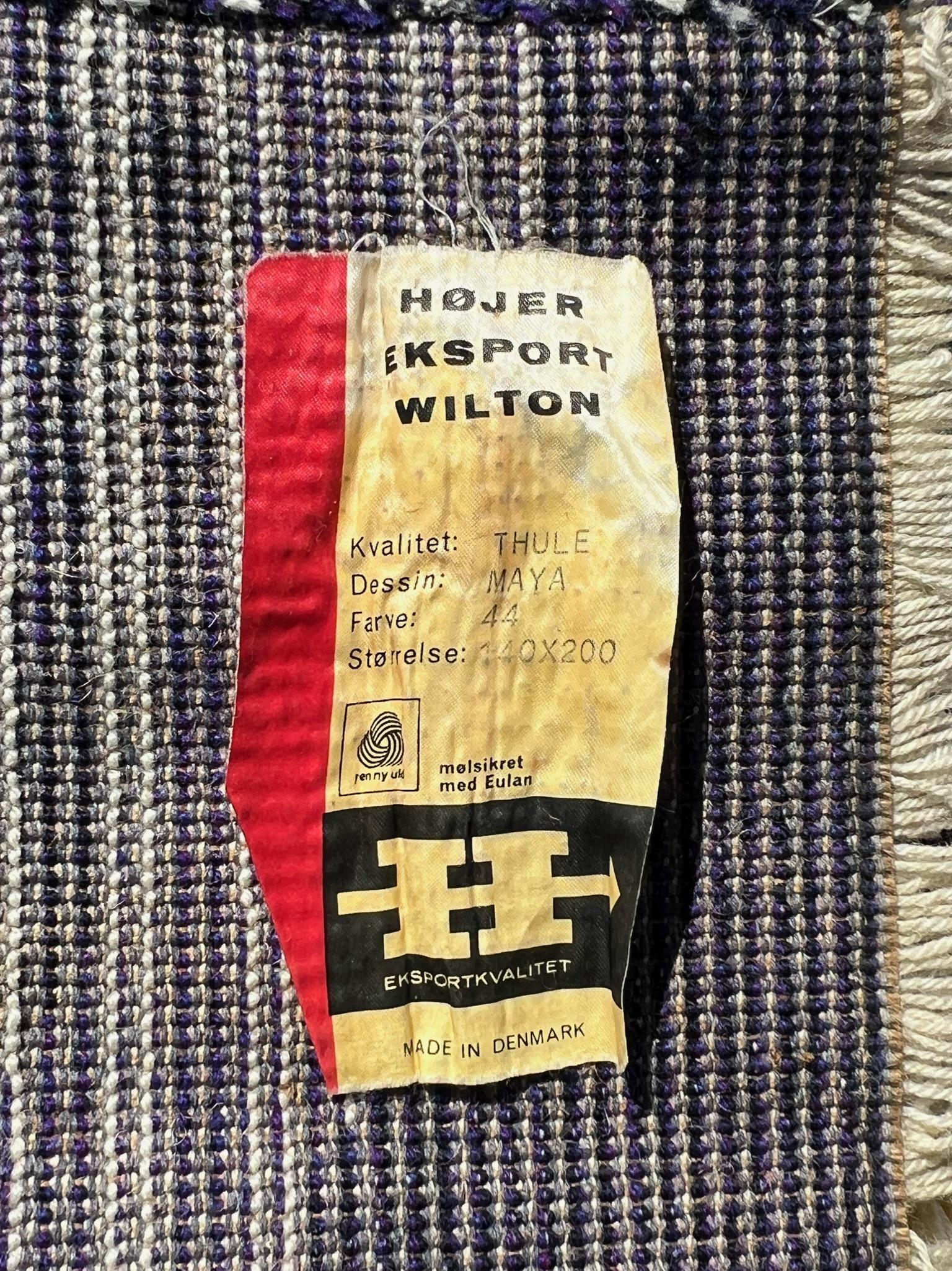 70's HOJER EKSPORT WILTON Círculos SIN USAR Alfombra Rya Danesa Moderna Siglo Medio en venta 2