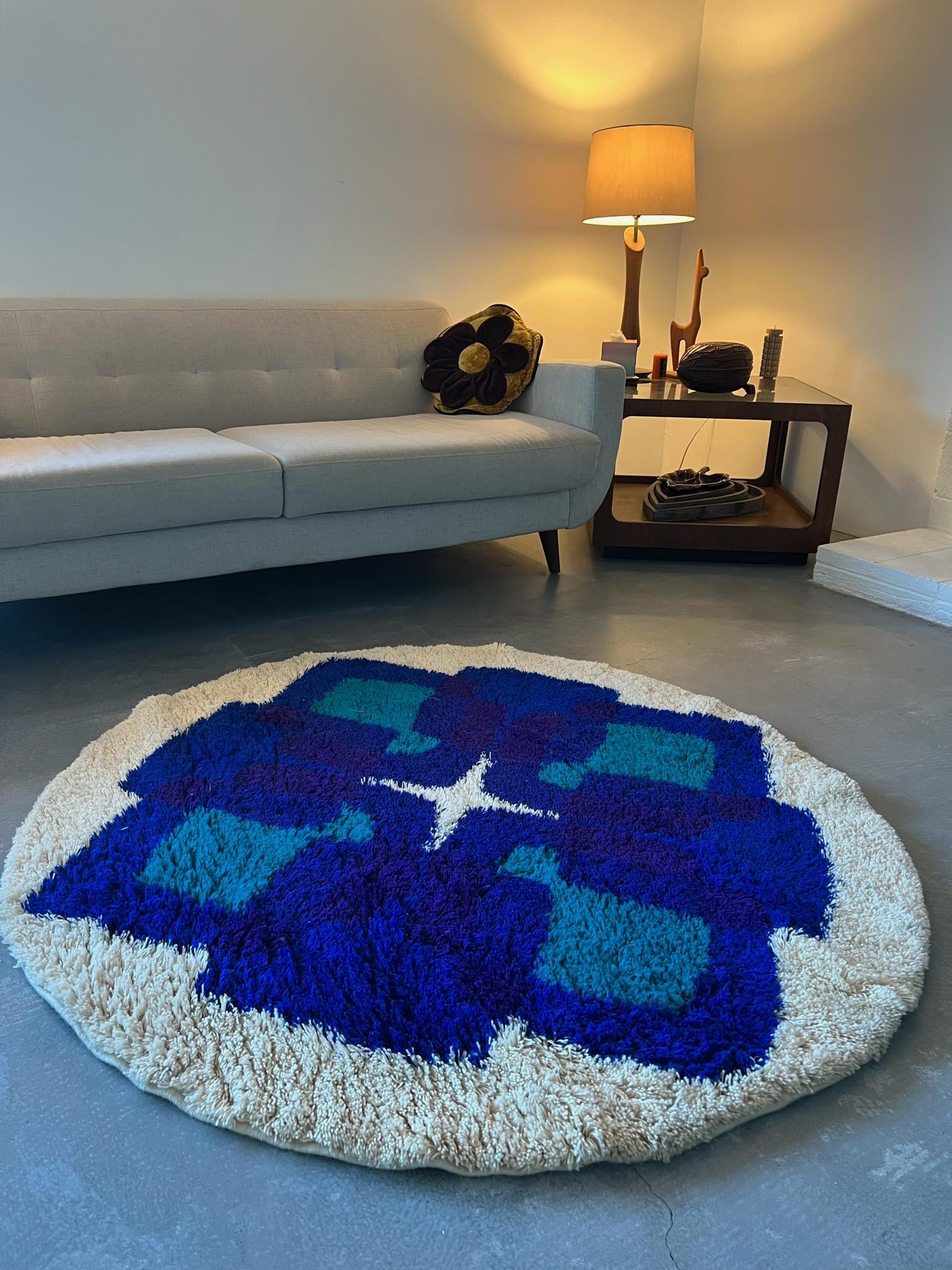 Scandinavo moderno Tappeto anni '70 HOJER EKSPORT WILTON Danish Scandinavian Rya INUTILIZZATO Mid Century Modern in vendita