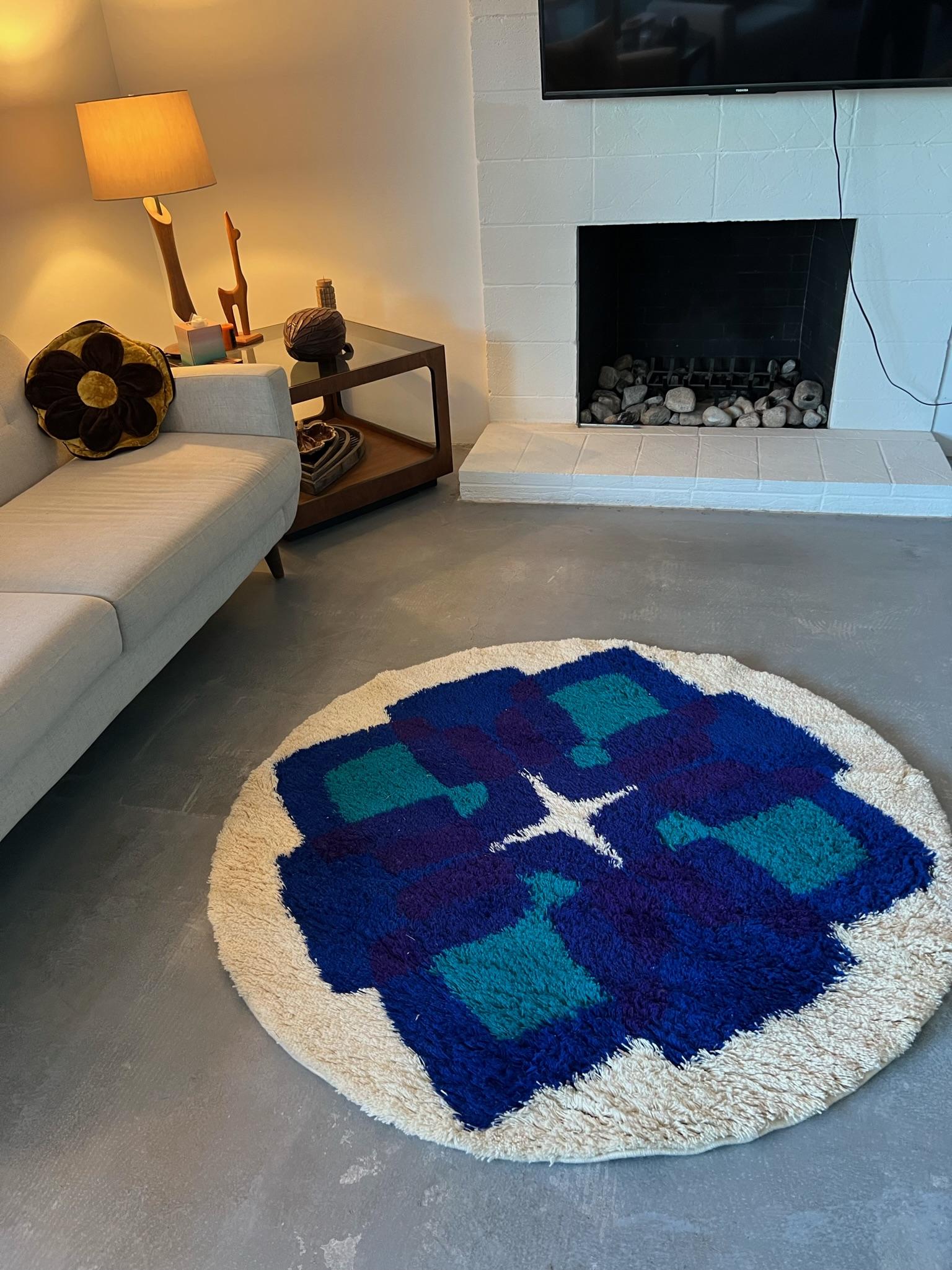Lana Tappeto anni '70 HOJER EKSPORT WILTON Danish Scandinavian Rya INUTILIZZATO Mid Century Modern in vendita