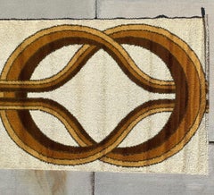 70's HOJER EKSPORT WILTON, Knot Brown Yellow, UNUSED, Rya Rug Danish Mid Century