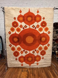 70s Hojer Eksport Wilton Sonet UNUSED Danish Rya Rug Modern Mid Century Wool