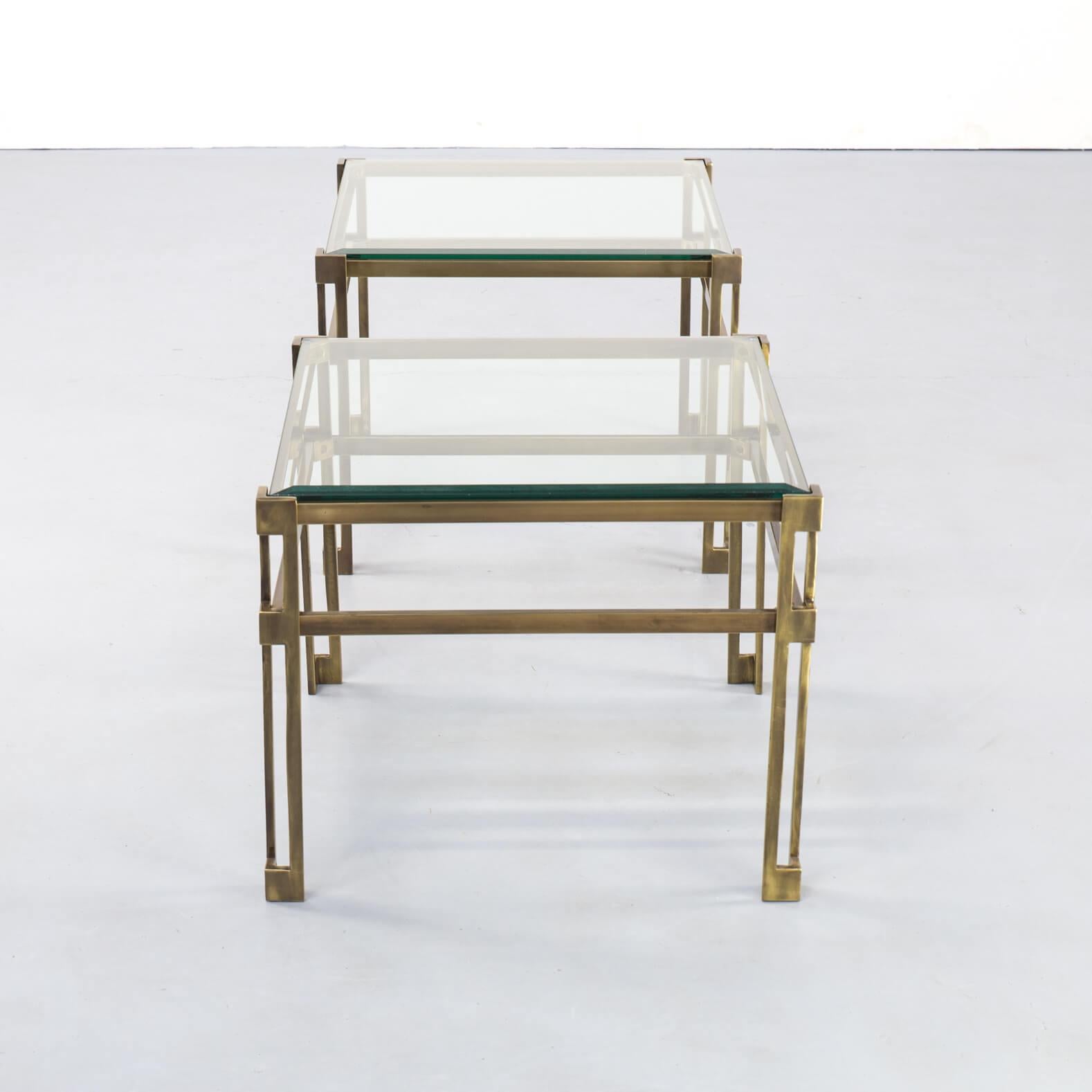 Brass 1970s Hollywood Regency Style Side Table for Maison Jansen Set of 2 For Sale
