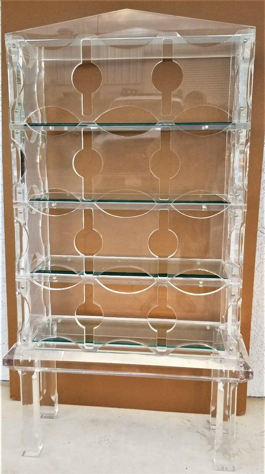 70's Huge Lucite Display Case Etagere Bookcase Shelves In Good Condition In Lake Worth, FL