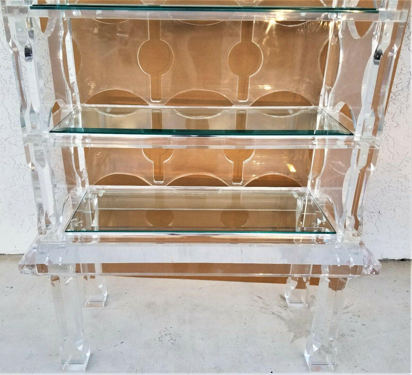 Late 20th Century 70's Huge Lucite Display Case Etagere Bookcase Shelves