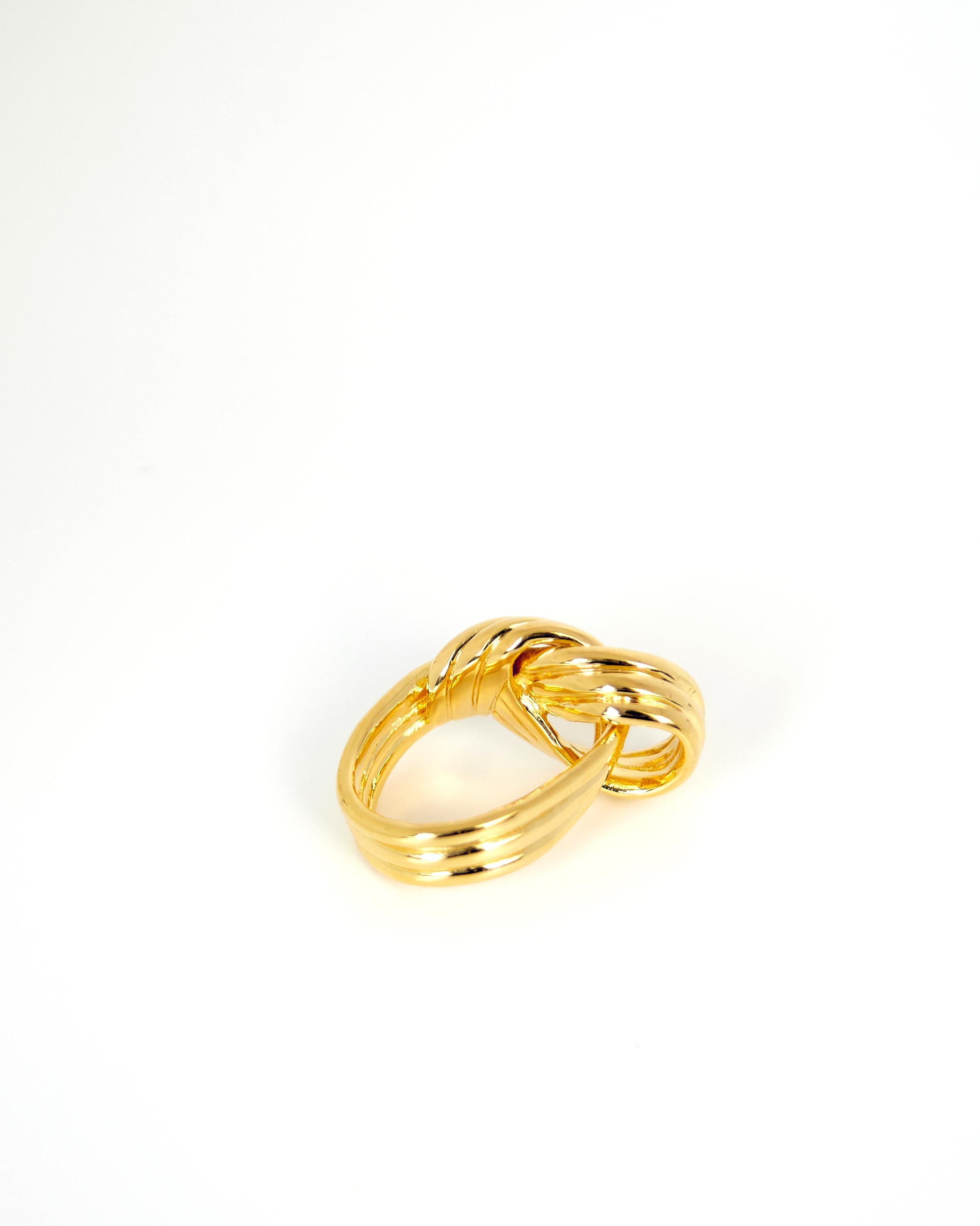 Women's or Men's 70s Inspired Braid Ring, 18 Carat Gold Plated (Small) For Sale