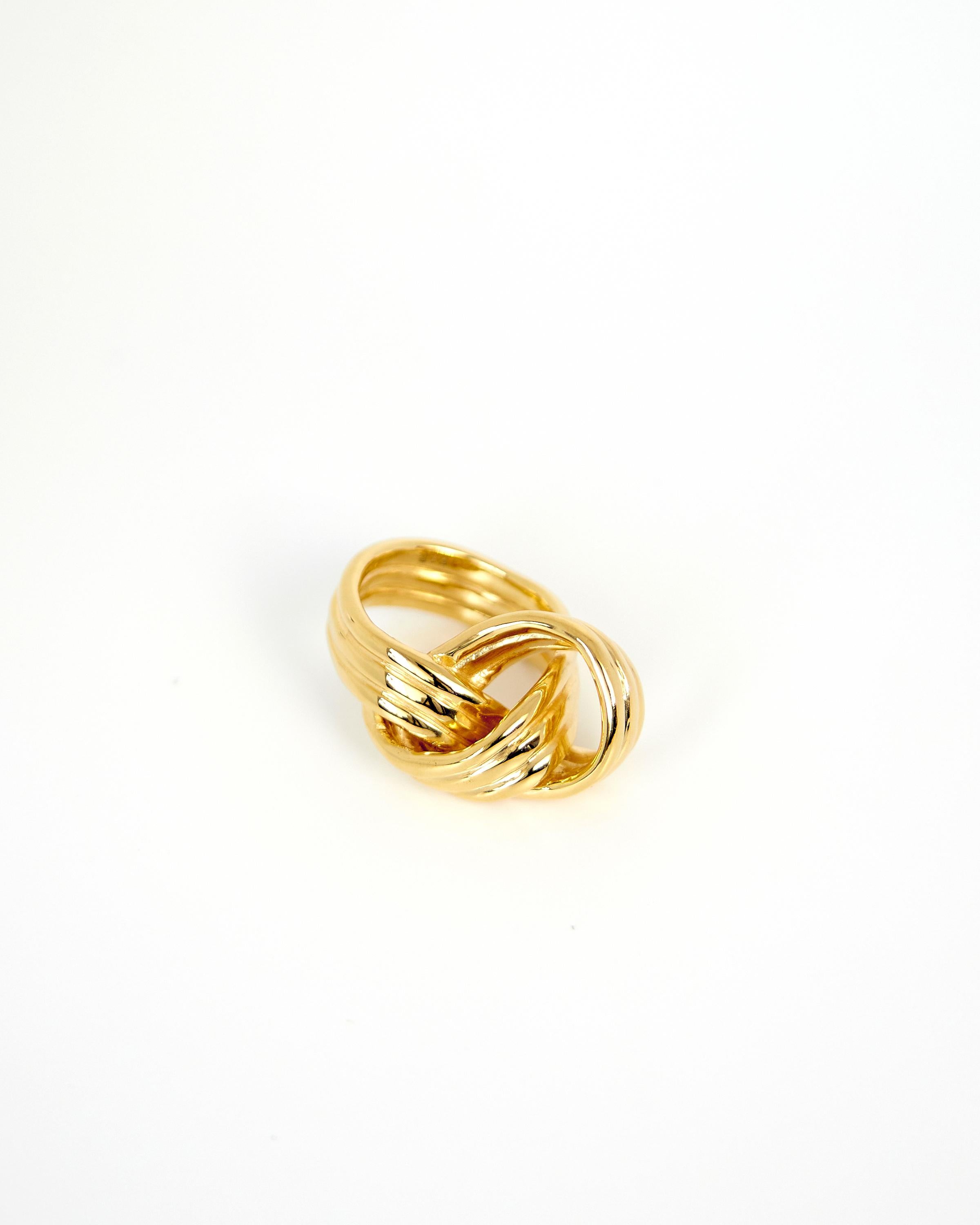 70s Inspired Braid Ring, 18 Carat Gold Plated (Large) In New Condition For Sale In London, GB