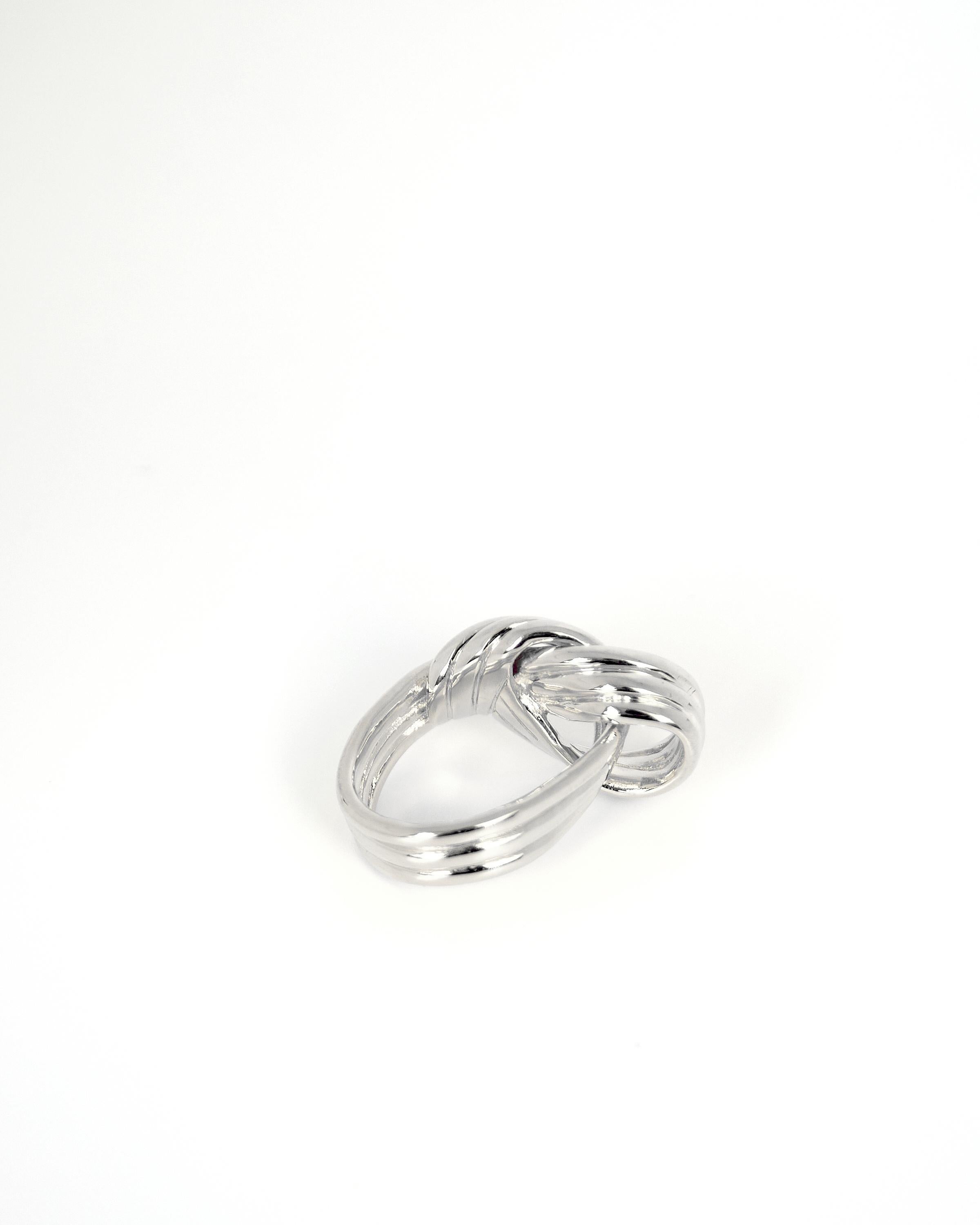 70s Inspired Braid Ring in Recycled Silver (Large) In New Condition For Sale In London, GB