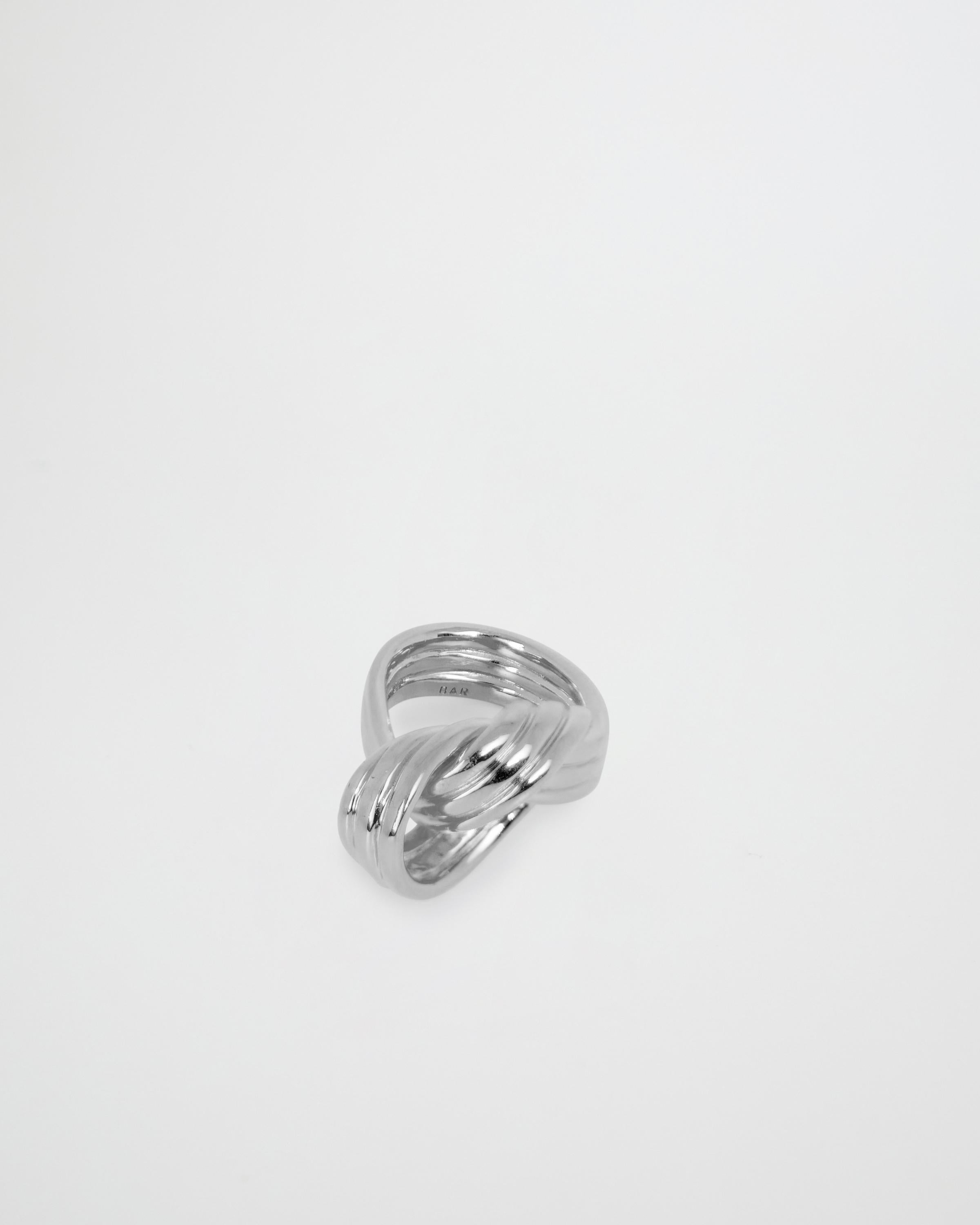 Women's or Men's 70s Inspired Braid Ring in Recycled Silver (Large) For Sale