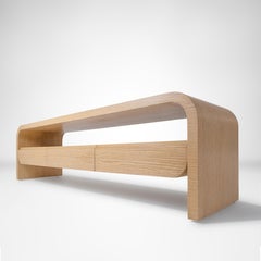 70's Inspired Oak Wood TV Unit with Smooth Curved Edges