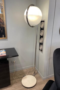 70s Iron and Glass Floor Lamp