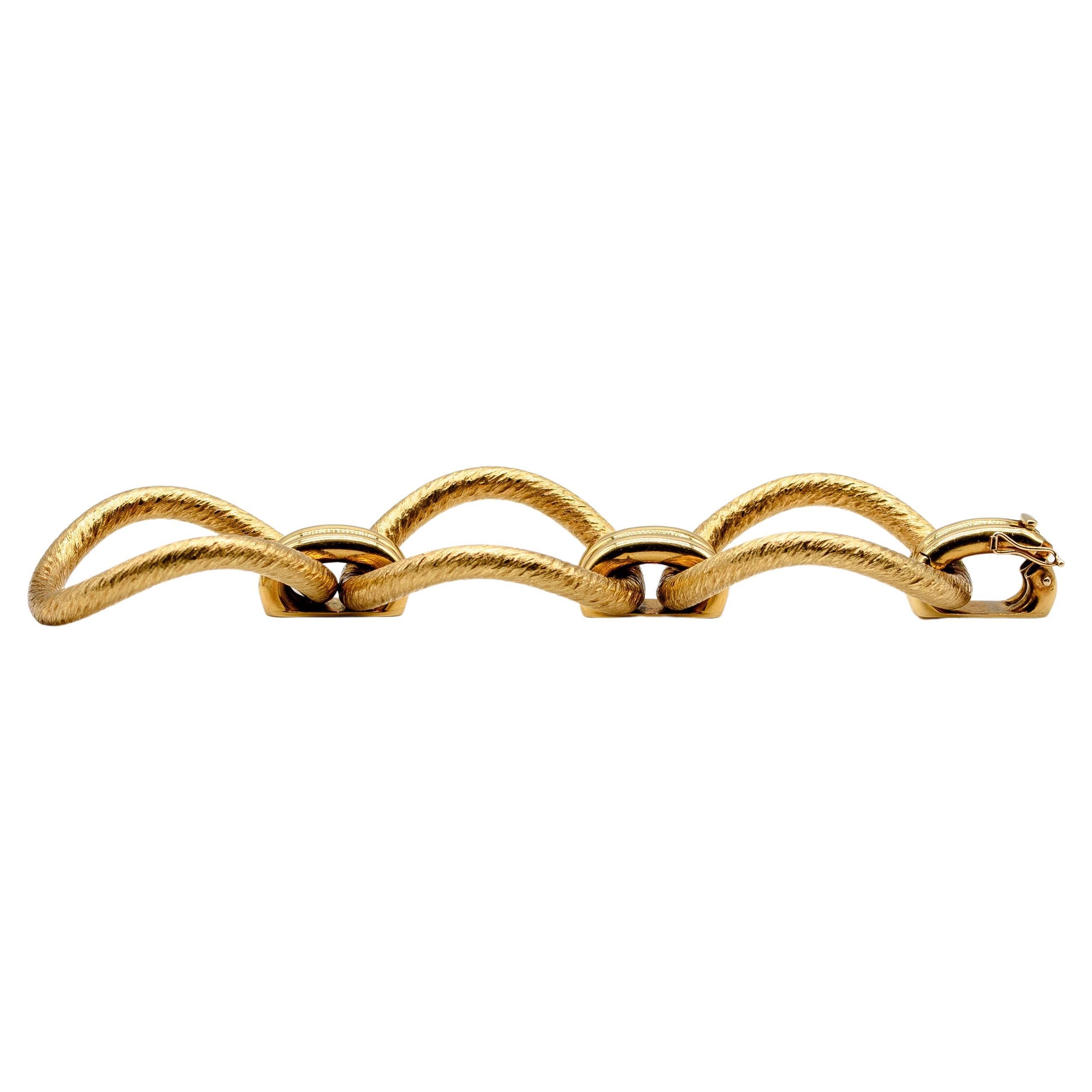 Modernist 70’s Italian 18 Karat Gold Statement Bracelet