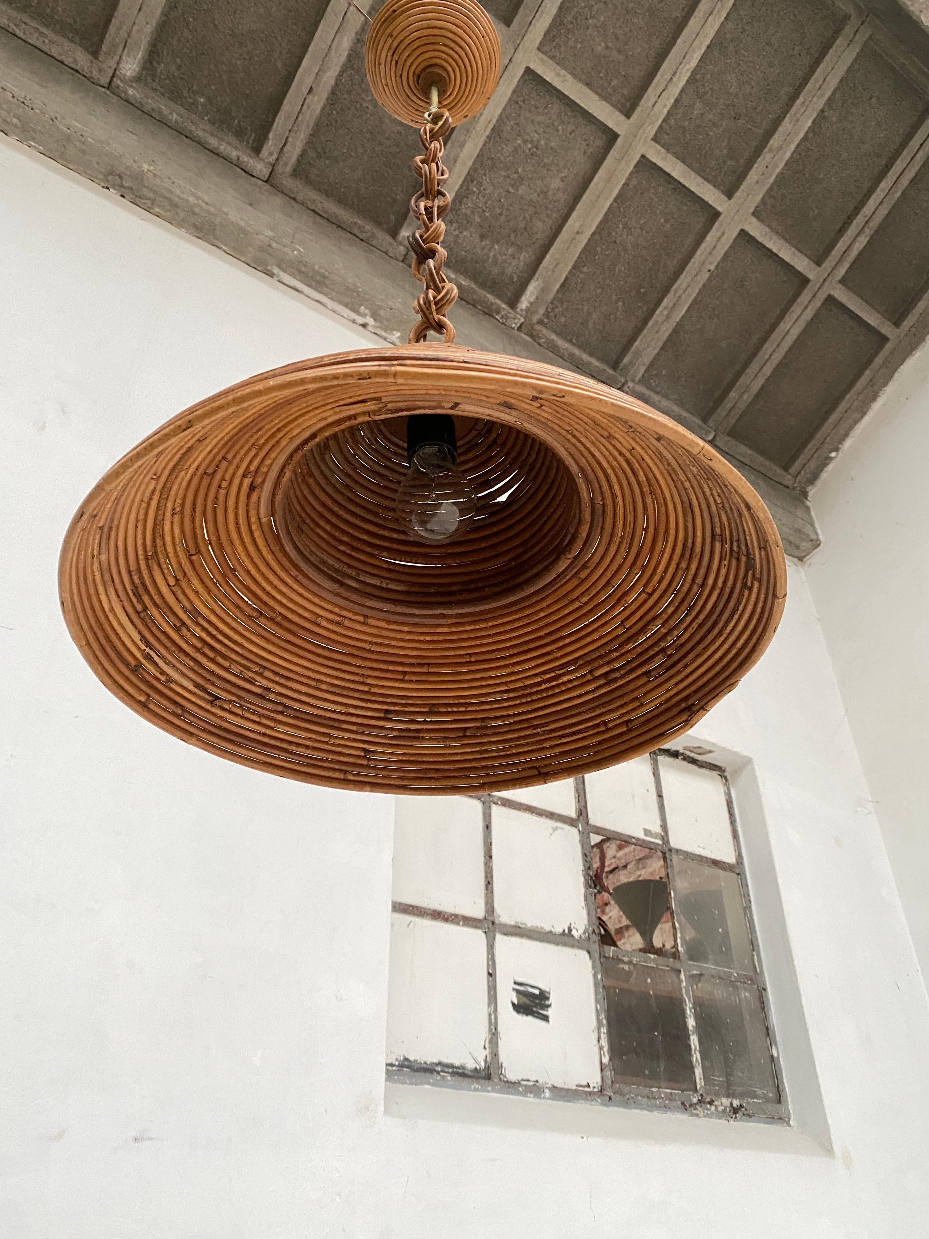 Lampada a sospensione in bambù italiana degli anni '70 stile Bohemien Hippie Chique in vendita 6