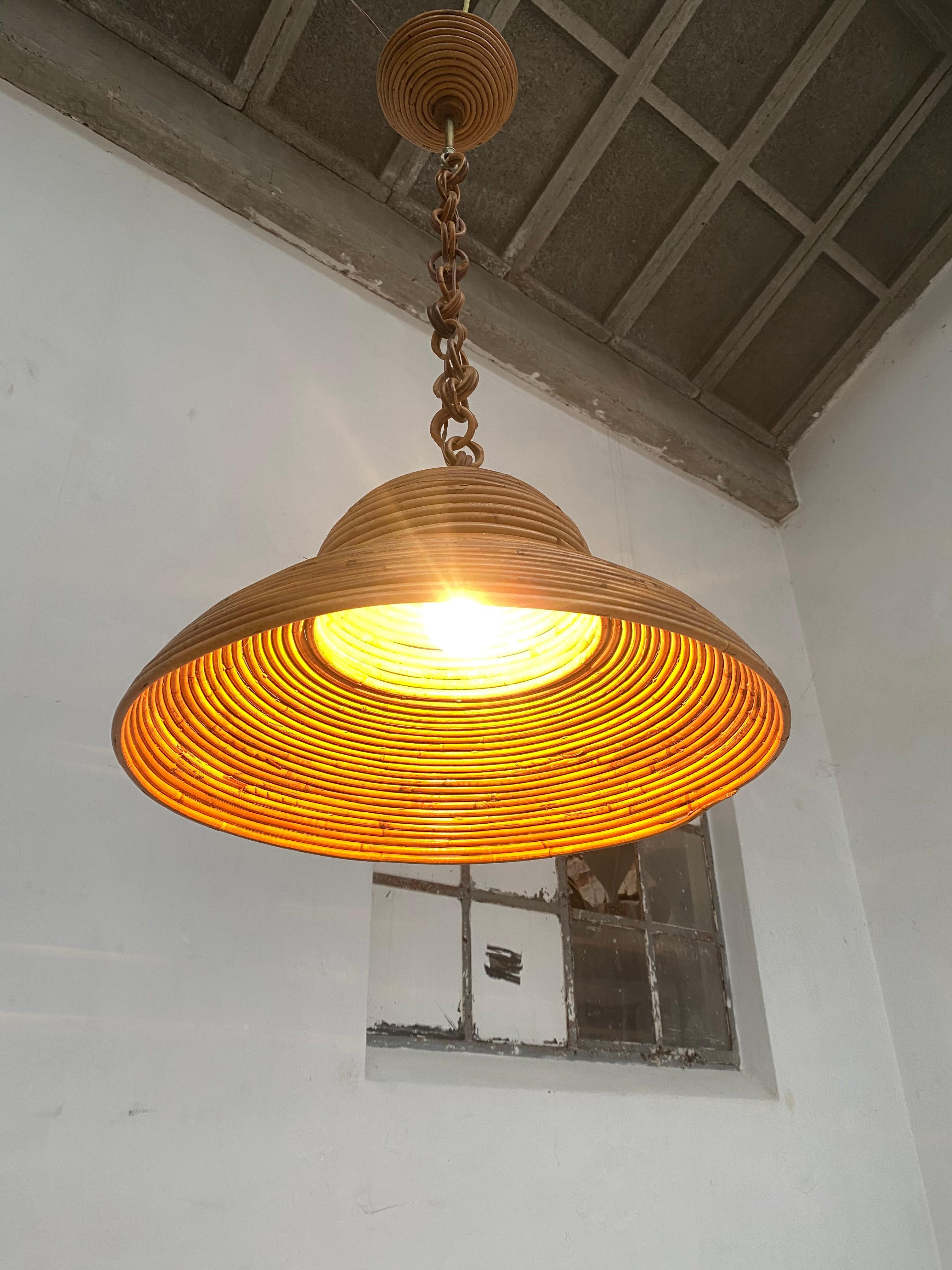 Lampada a sospensione in bambù italiana degli anni '70 stile Bohemien Hippie Chique in vendita 7