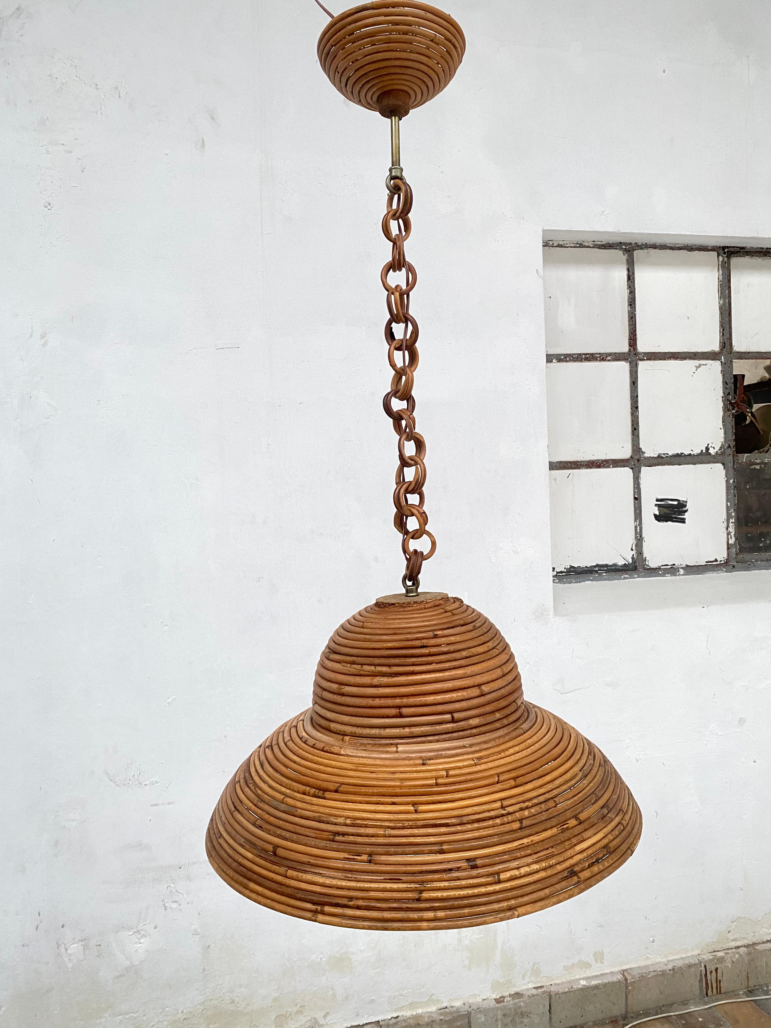 Lampada a sospensione in bambù italiana degli anni '70 stile Bohemien Hippie Chique in vendita 8
