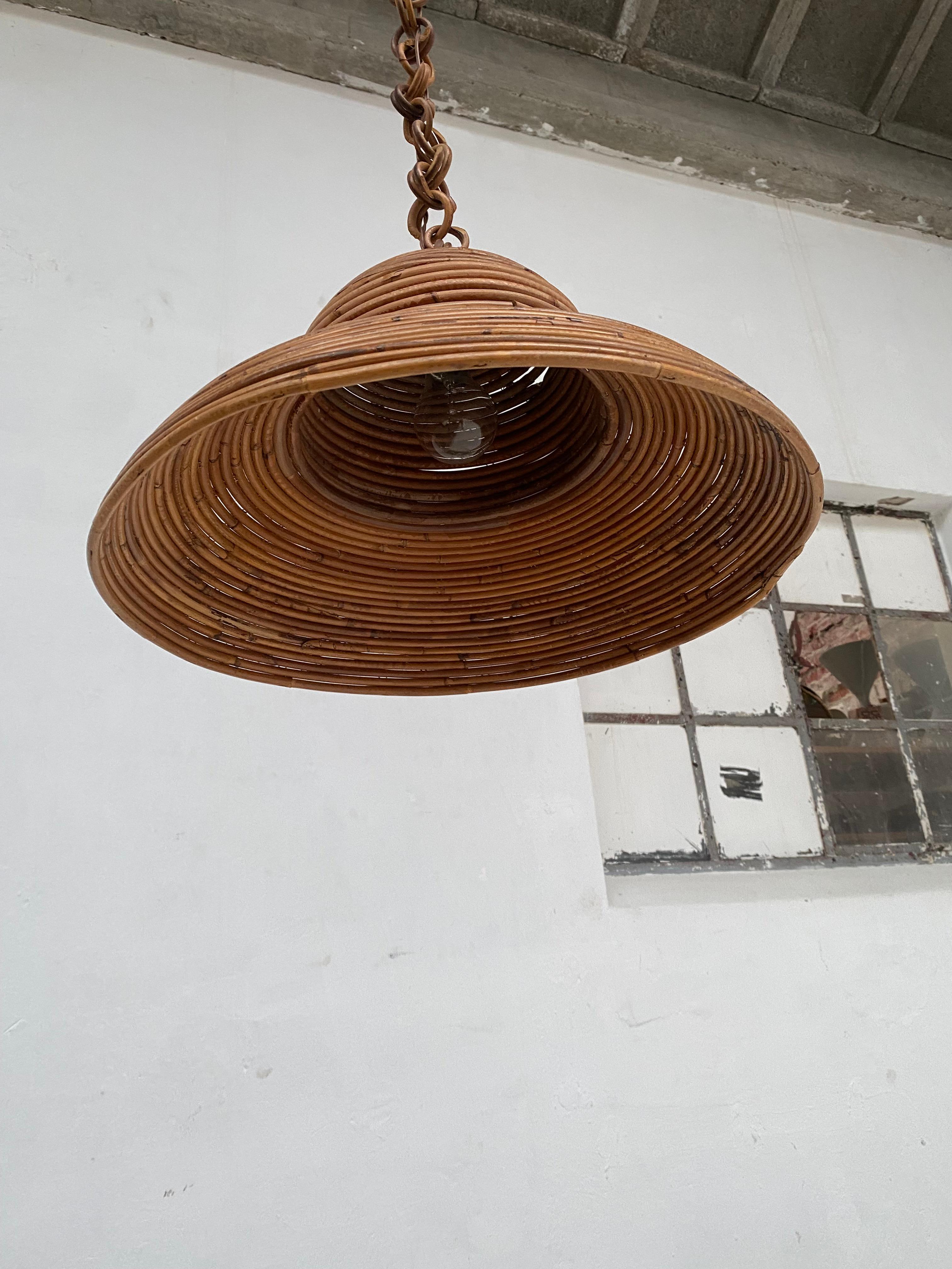 Lampada a sospensione in bambù italiana degli anni '70 stile Bohemien Hippie Chique in vendita 9
