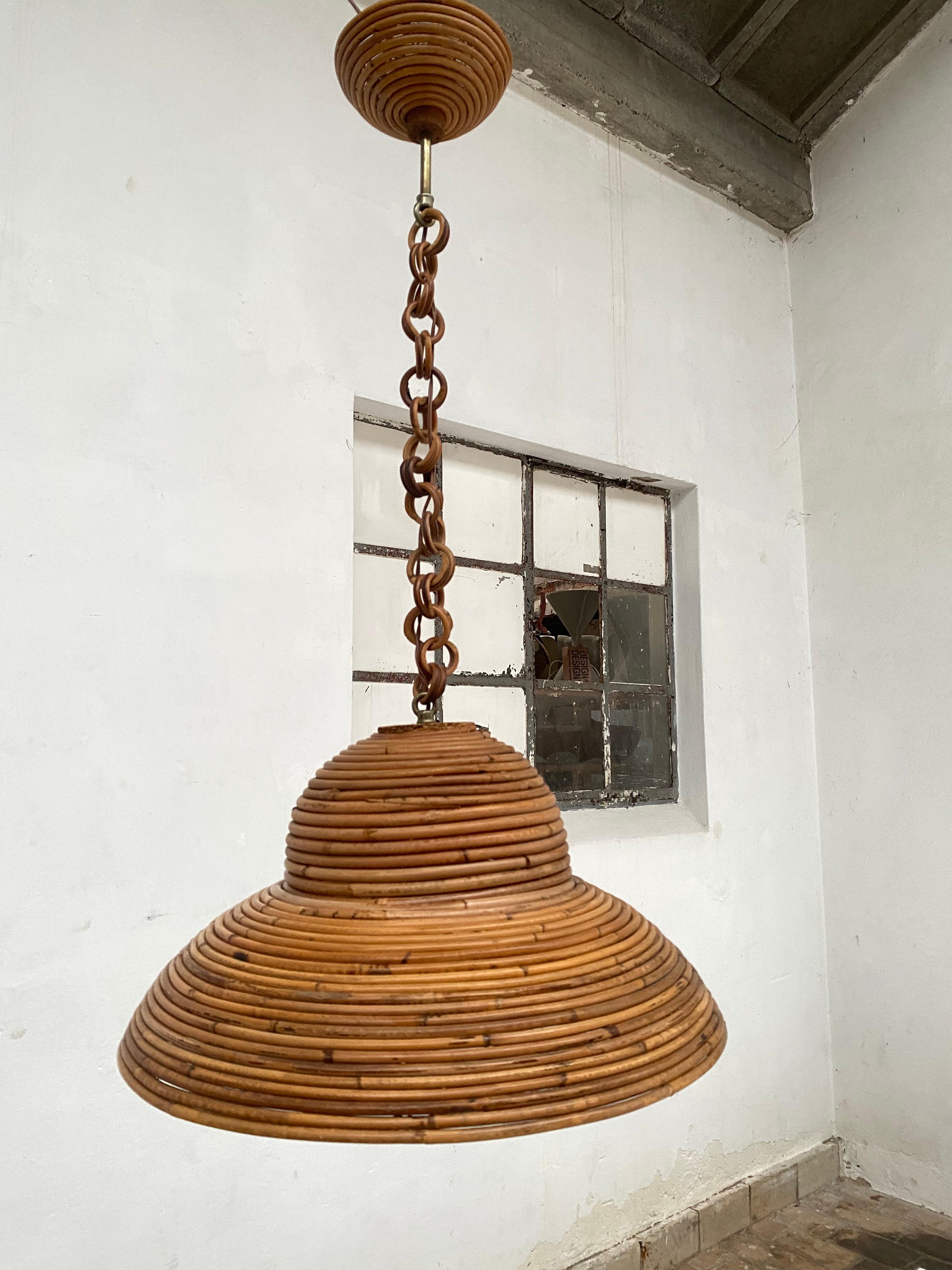 Lampada a sospensione in bambù italiana degli anni '70 stile Bohemien Hippie Chique in vendita 10