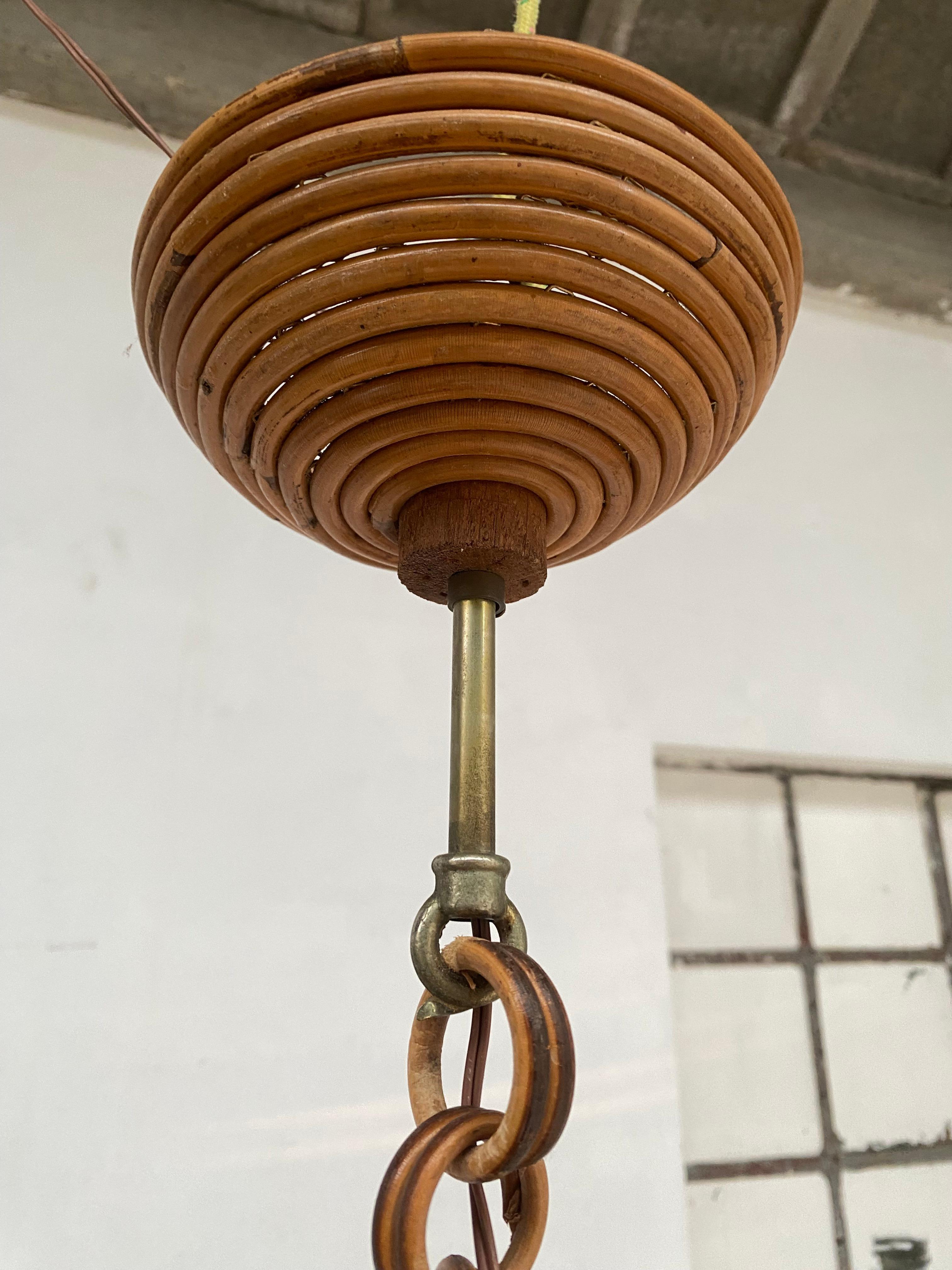 Lampada a sospensione in bambù italiana degli anni '70 stile Bohemien Hippie Chique In condizioni buone in vendita a bergen op zoom, NL