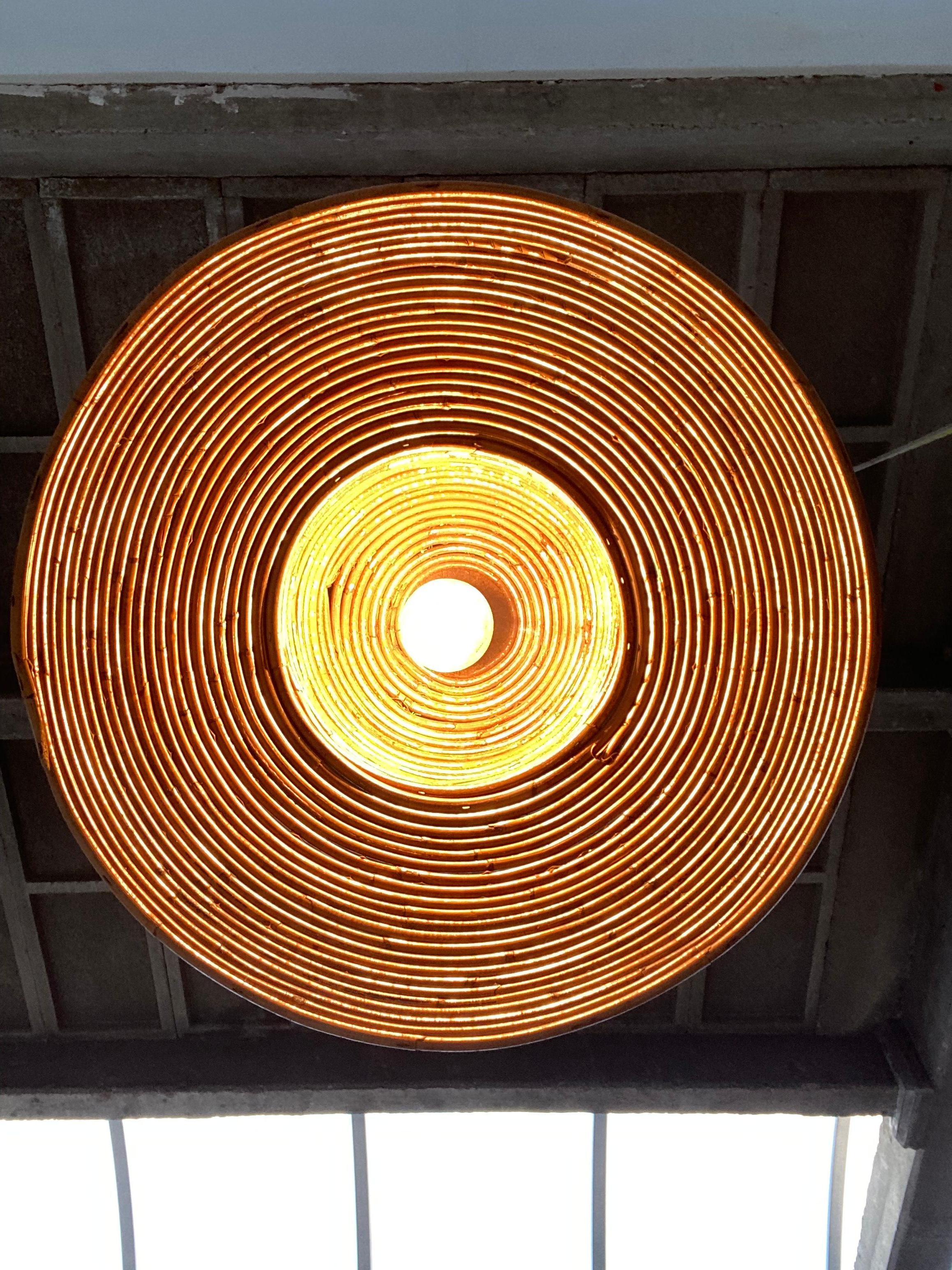 Metallo Lampada a sospensione in bambù italiana degli anni '70 stile Bohemien Hippie Chique in vendita