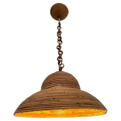 70's Italian Bamboo Pendant light Bohemian Hippie Chique Style