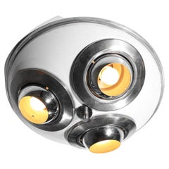 Retro 70's italian ceiling light metal chrome adjustable spots 