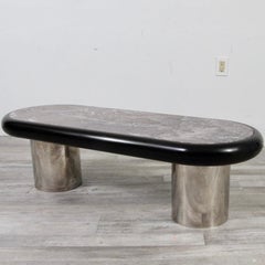 70s Italian Marble & Stainless Steel Coffee Table