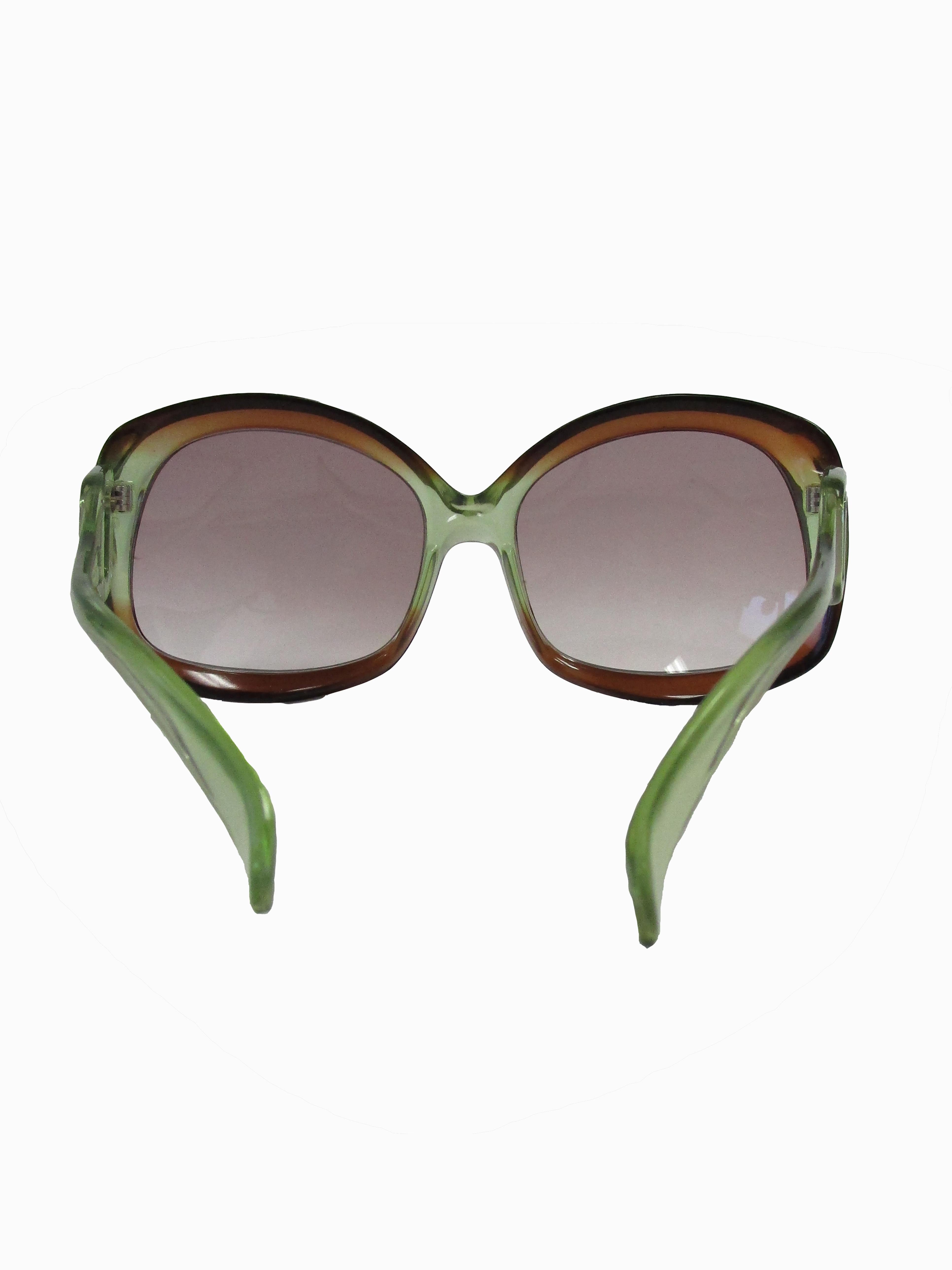 70s Italian Mod Green to Brown Ombre Sunglasses  1
