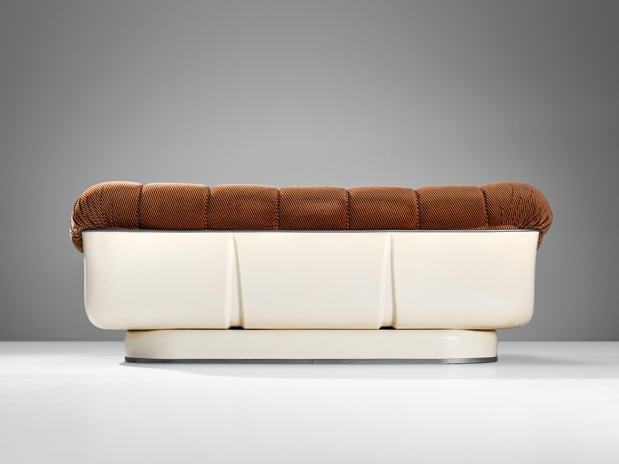 1970s Italian Sofa in Fiberglass and Brown Striped Upholstery 1