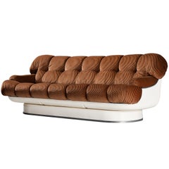 1970s Italian Sofa in Fiberglass and Brown Striped Upholstery