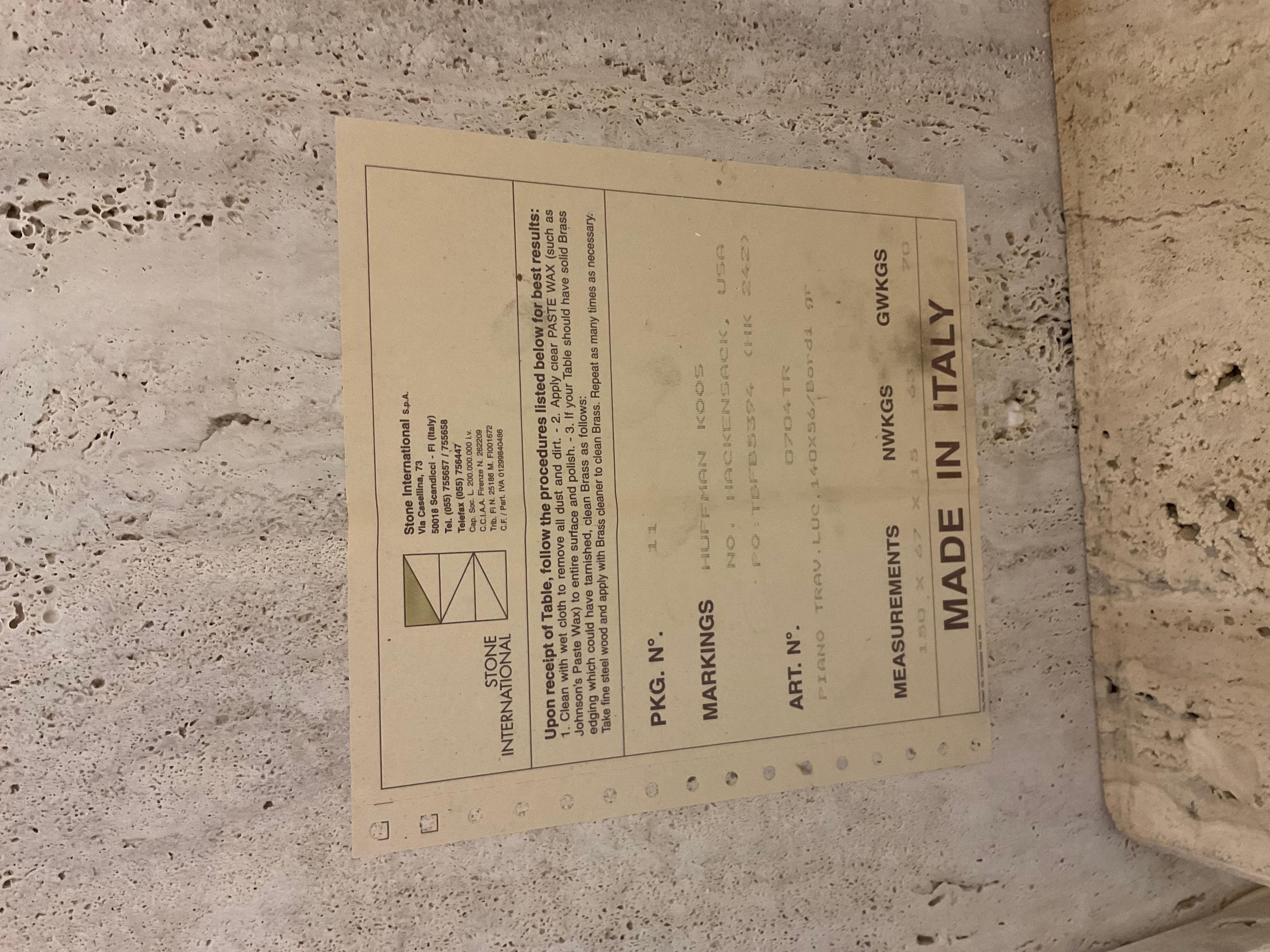 Late 20th Century 70s Italian Travertine Modernist Console Table