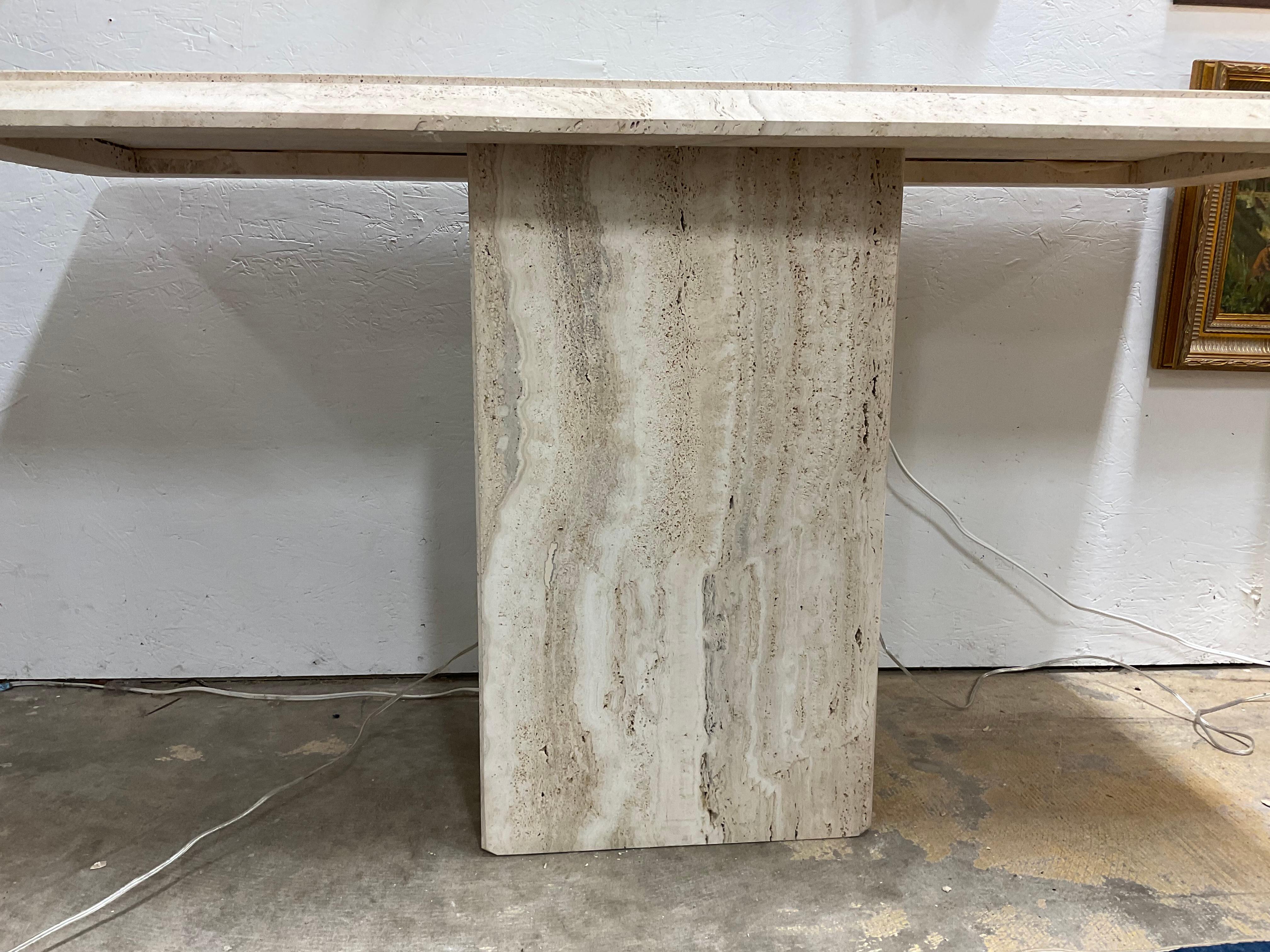 70s Italian Travertine Modernist Console Table 1