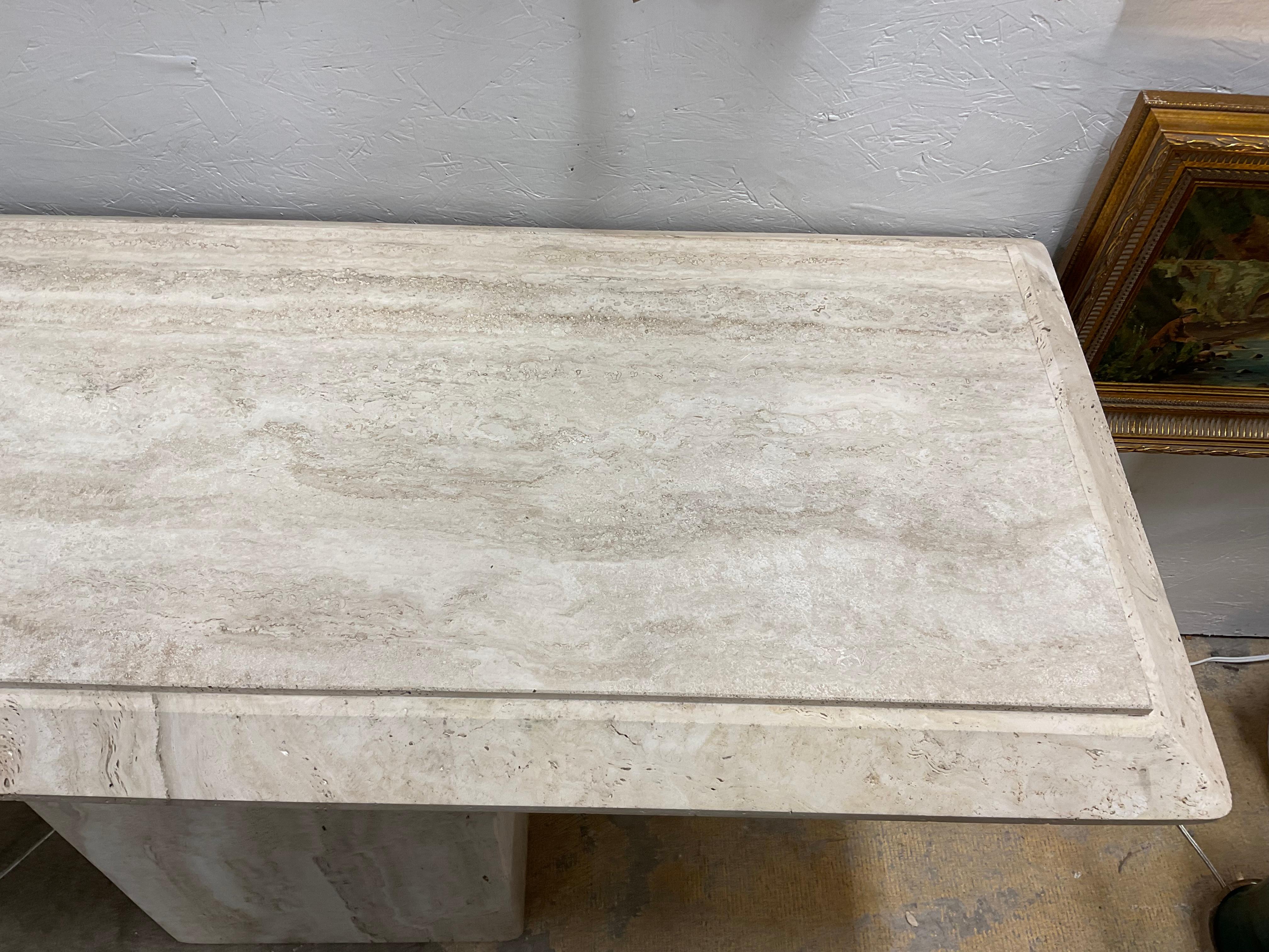 70s Italian Travertine Modernist Console Table 2