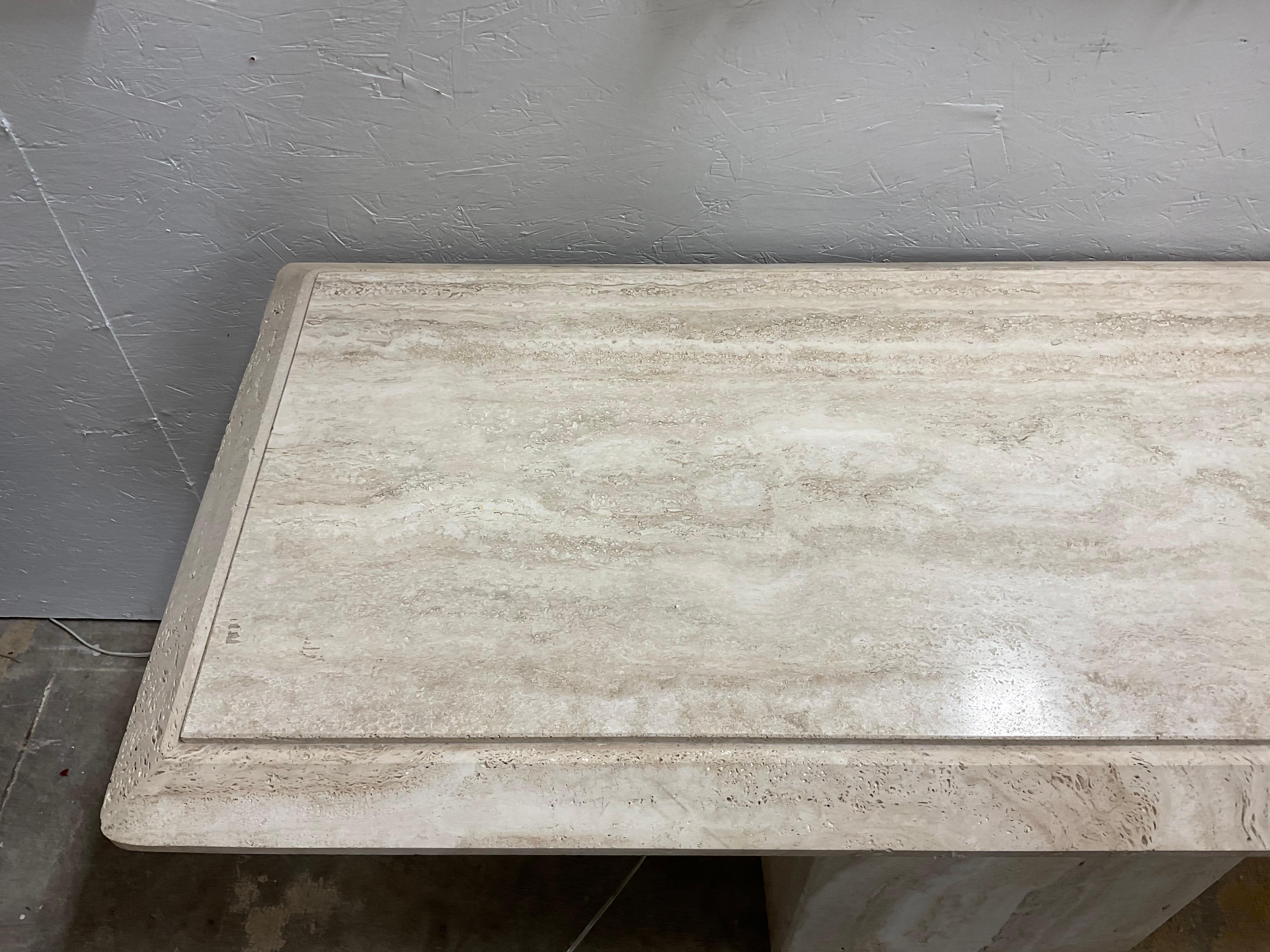 70s Italian Travertine Modernist Console Table 3