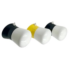70s Italian Wall / Ceiling Lamps ARNO in black and yellow bakelite, set of 3