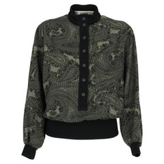 70s Jean-Louis Scherrer green wool sweater with black paisley pattern
