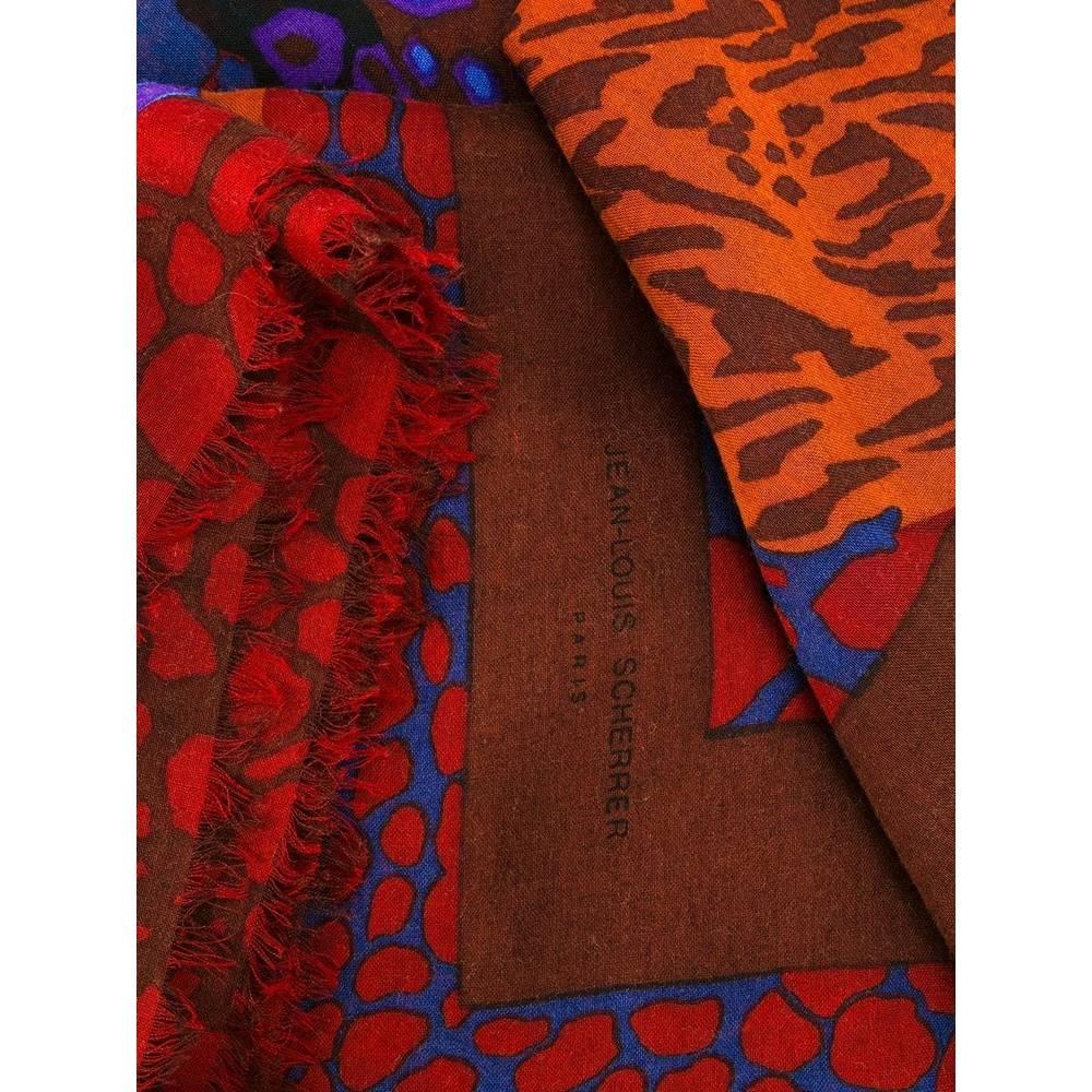70s Jean Louis Scherrer multicolor silk and cashmere wool foulard In Good Condition In Lugo (RA), IT