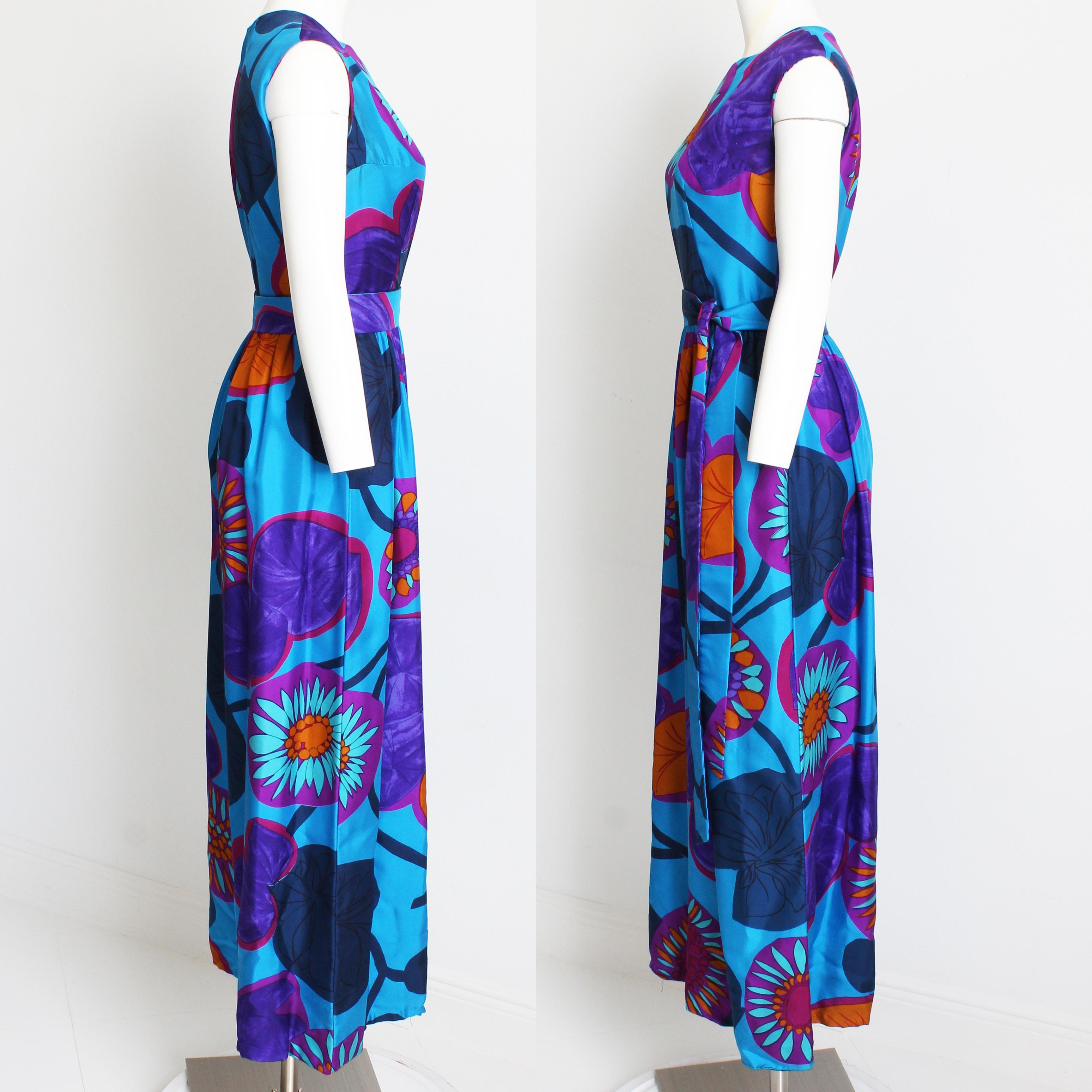 70s Jumpsuit Palazzo Wide Pant Silk Abstract Floral Print by Don Brown Couturier For Sale 3