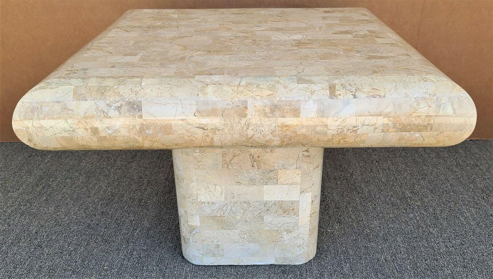 70's Karl Springer Style Tessellated Fossil Stone Coffee Center Side Table In Good Condition For Sale In Lake Worth, FL