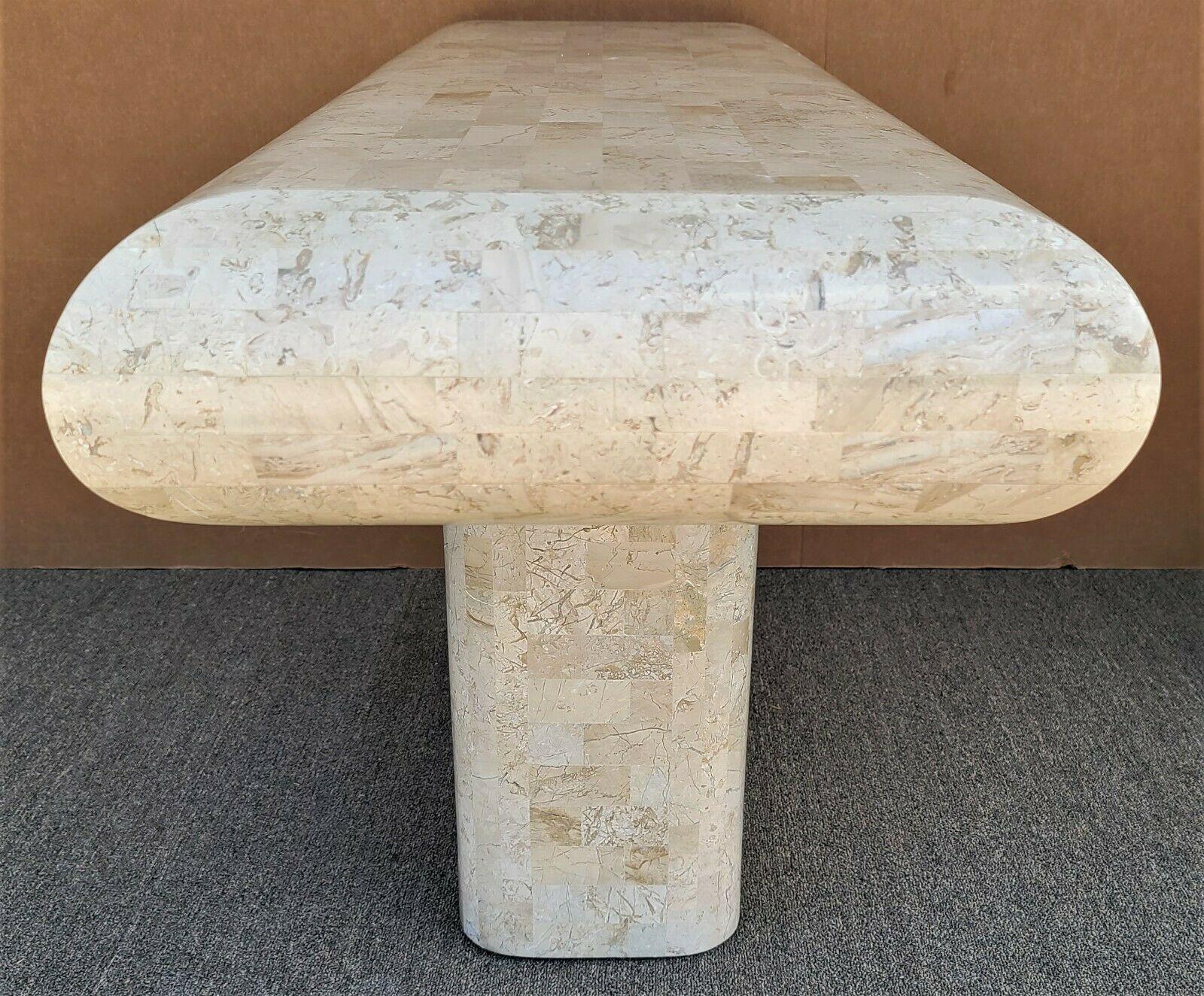 70's Karl Springer Style Tessellated Fossil Stone Console Sofa Table 5