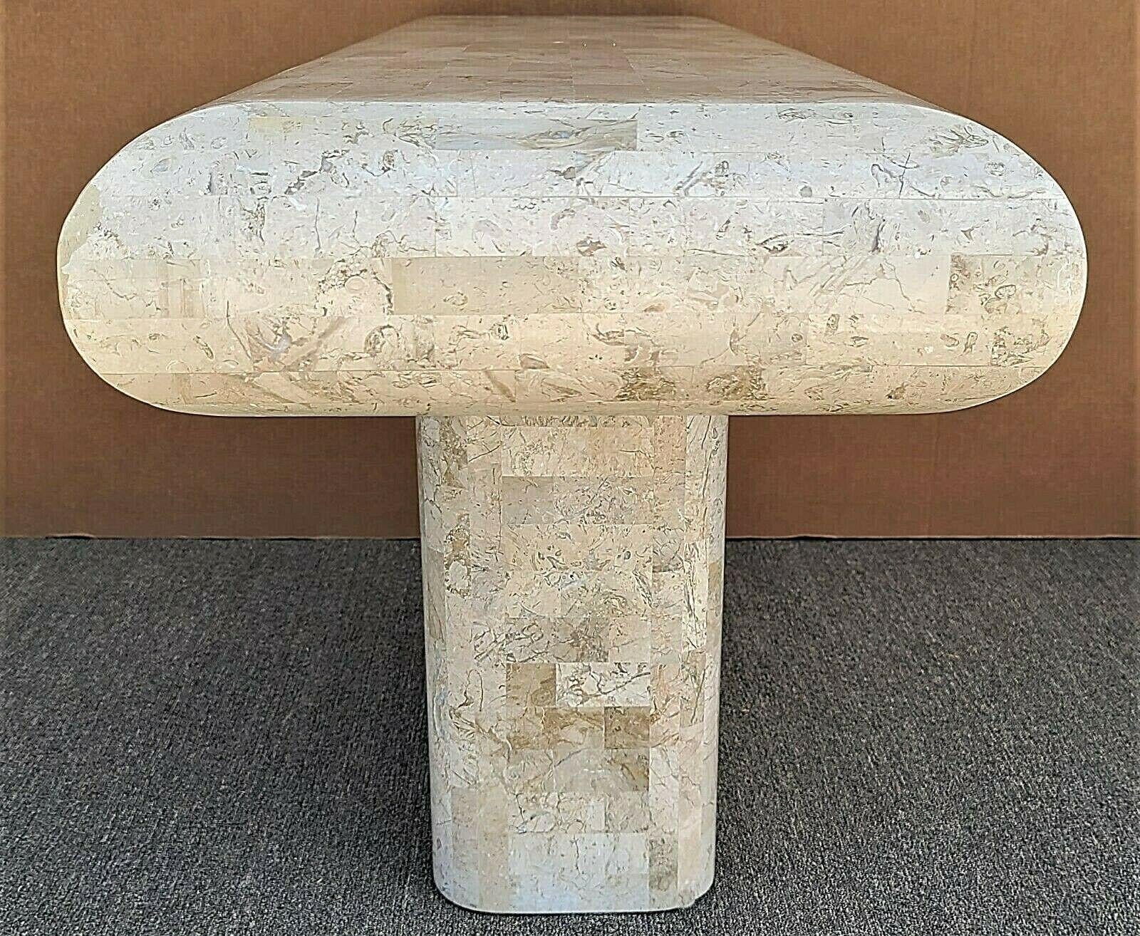 70's Karl Springer Style Tessellated Fossil Stone Console Sofa Table 2