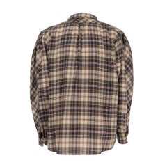 70s Kenzo Vintage beige and brown tartan wool blouse