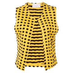 70s Krizia Vintage black and yellow wool open vest