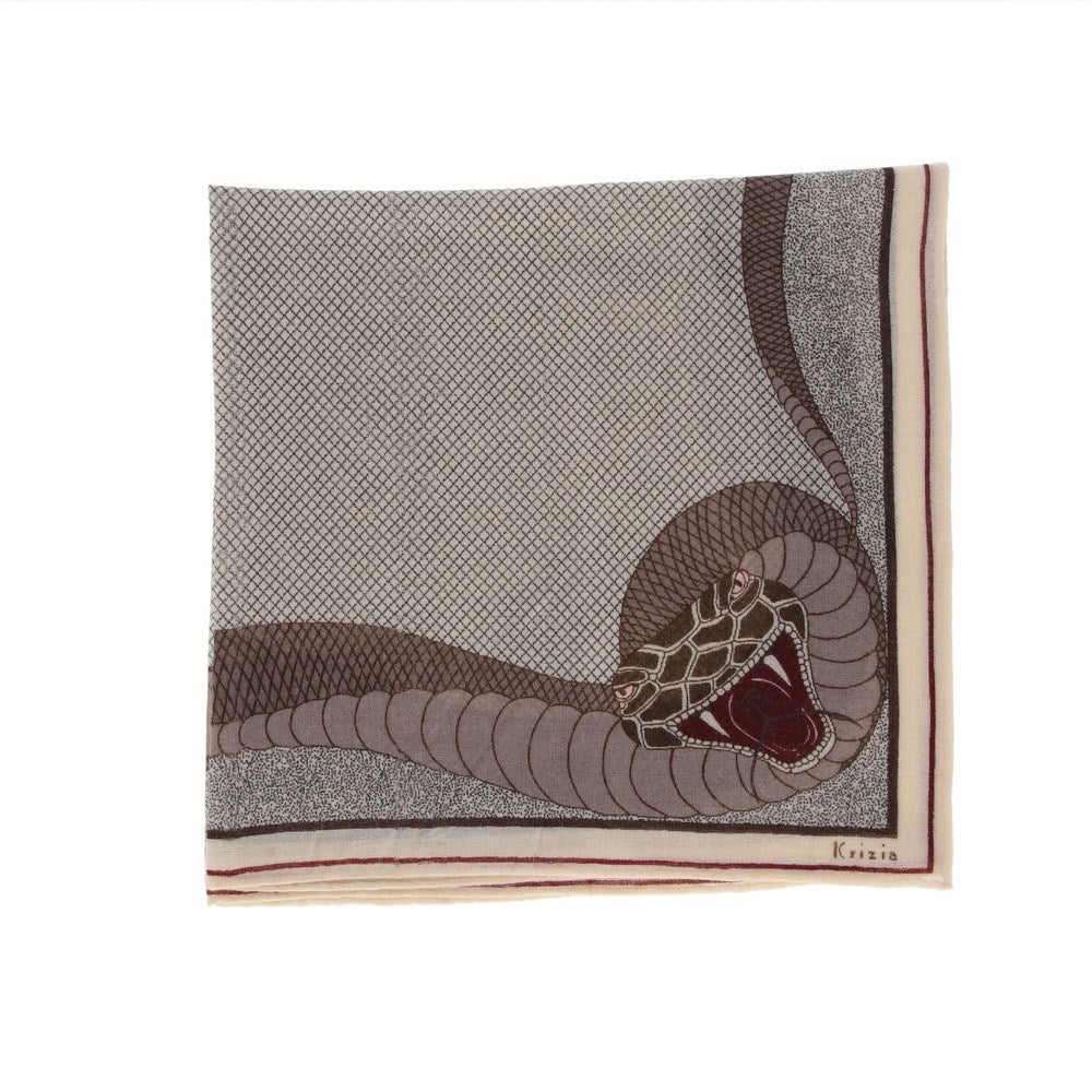 70s Krizia wool gray scarf with snake and logo print