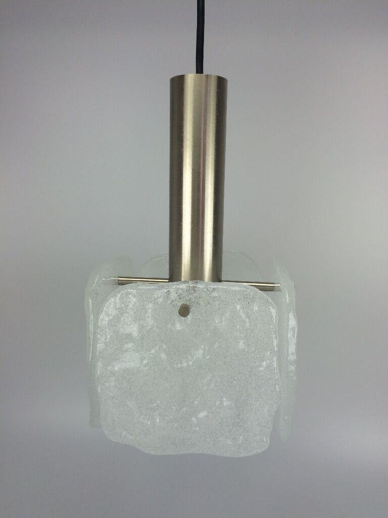 Metal 70s Lamp Lamp Hanging Lamp Kalmar Franken Ceiling Lamp Ice Glass Design For Sale