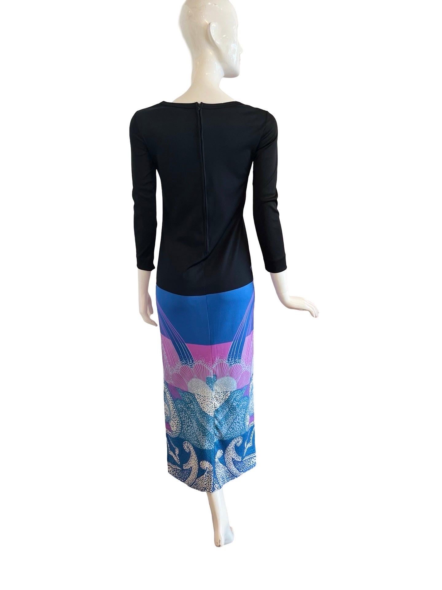 70s Lanvin Psychedelic Ocean Print Maxi In Good Condition In Miami, FL