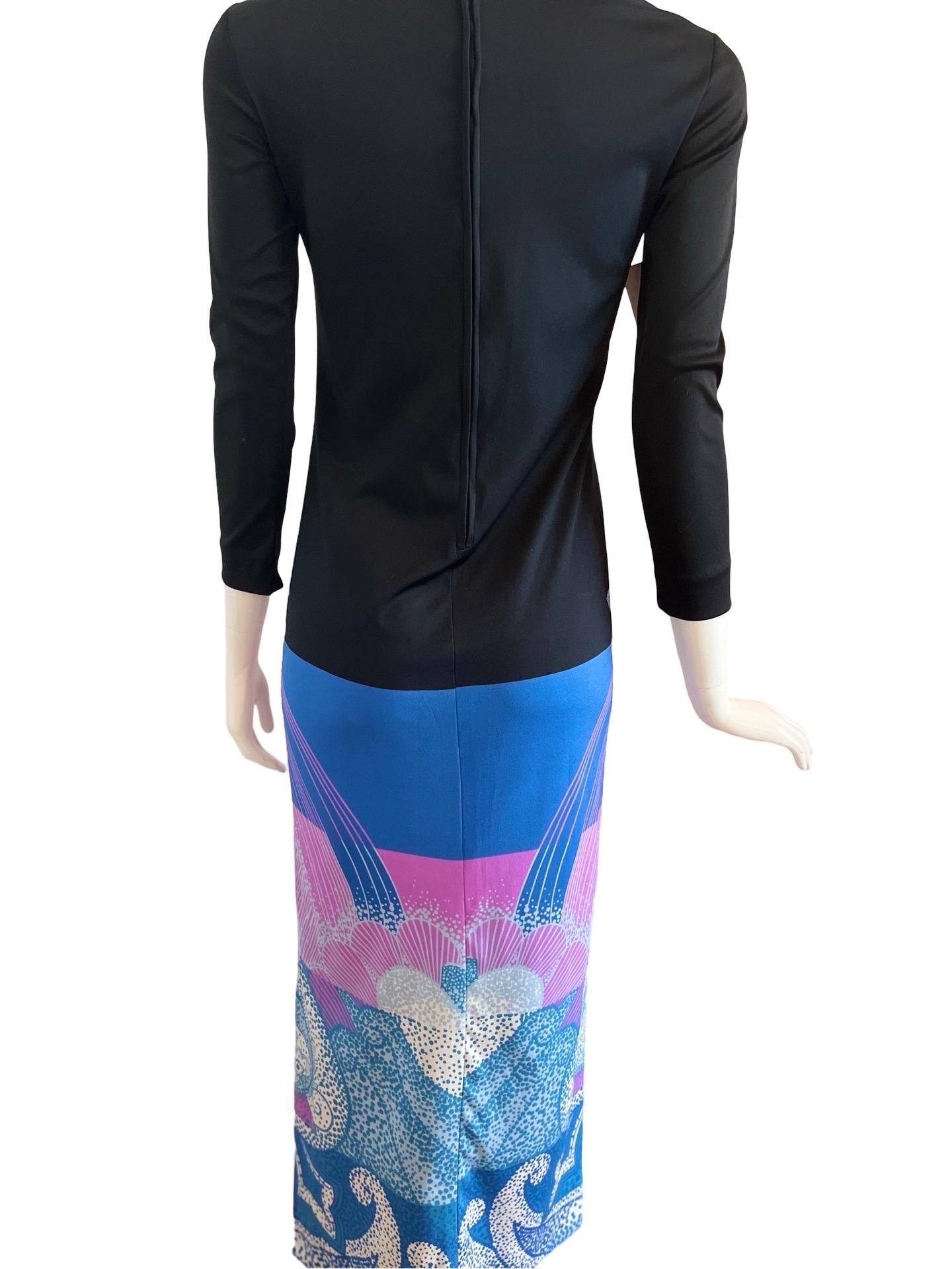 Women's or Men's 70s Lanvin Psychedelic Ocean Print Maxi
