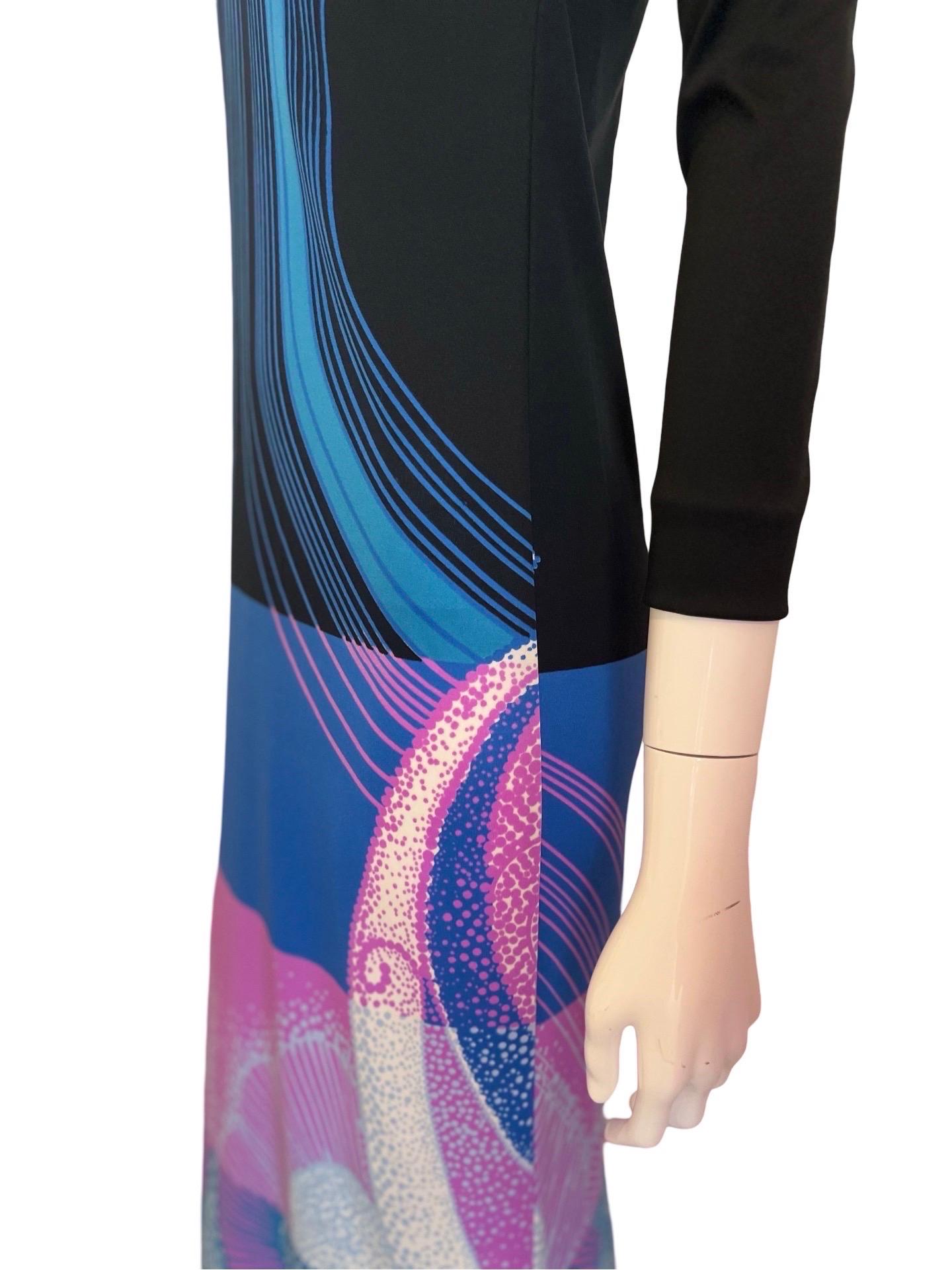 70s Lanvin Psychedelic Ocean Print Maxi 2