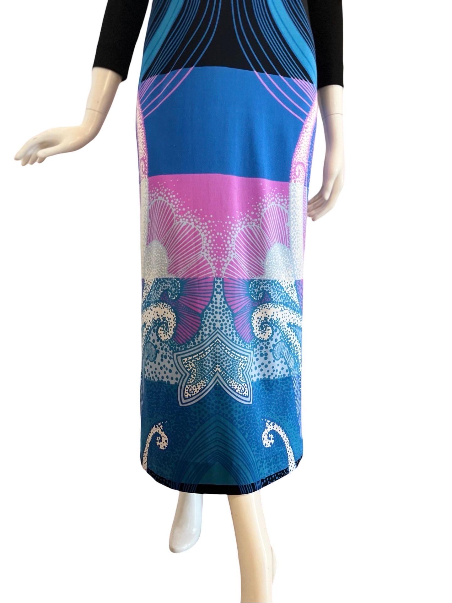 70s Lanvin Psychedelic Ocean Print Maxi 3