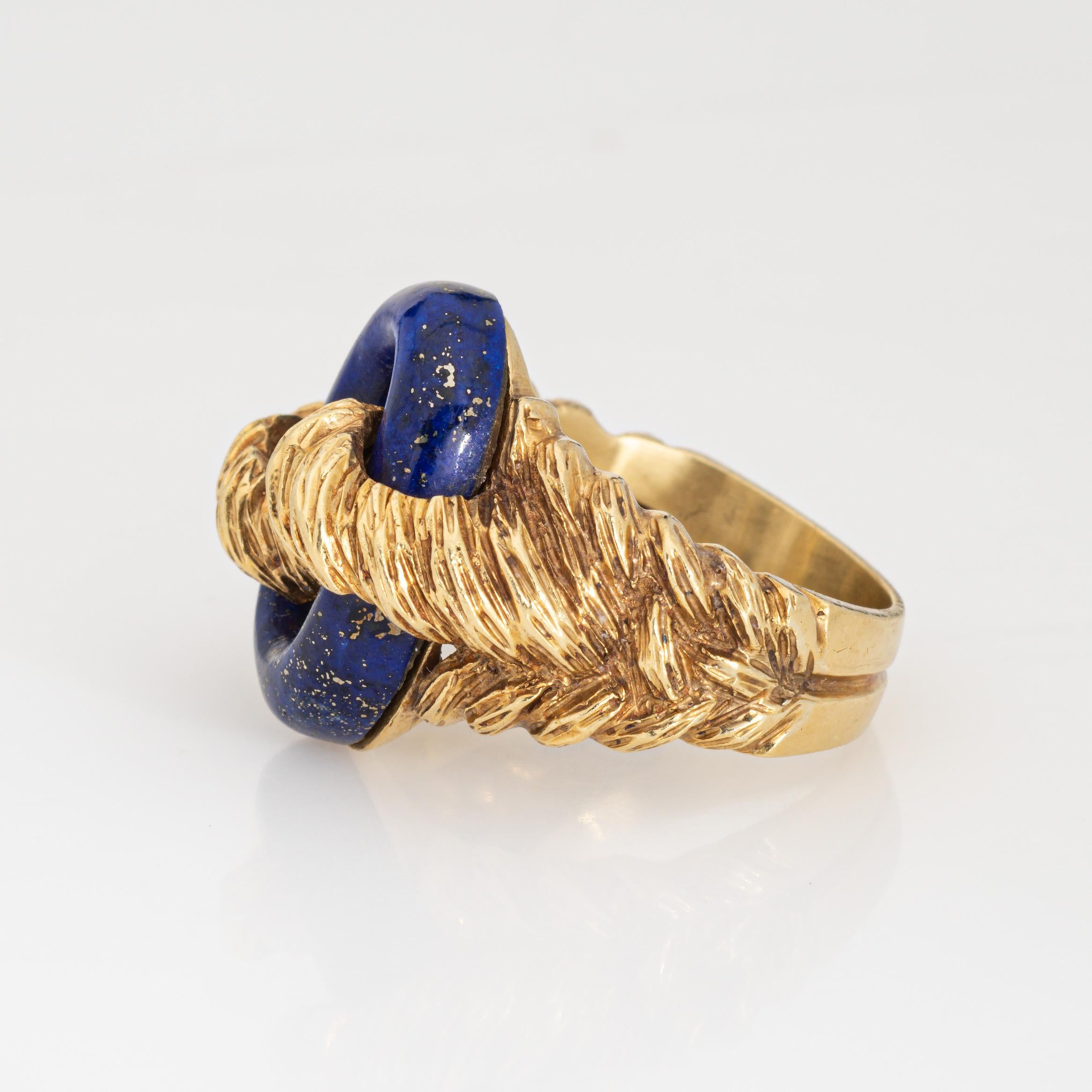 Oval Cut 70s Lapis Lazuli Ring Oval Vintage 18k Yellow Gold Sz 6.75 Fine Estate Jewelry  For Sale